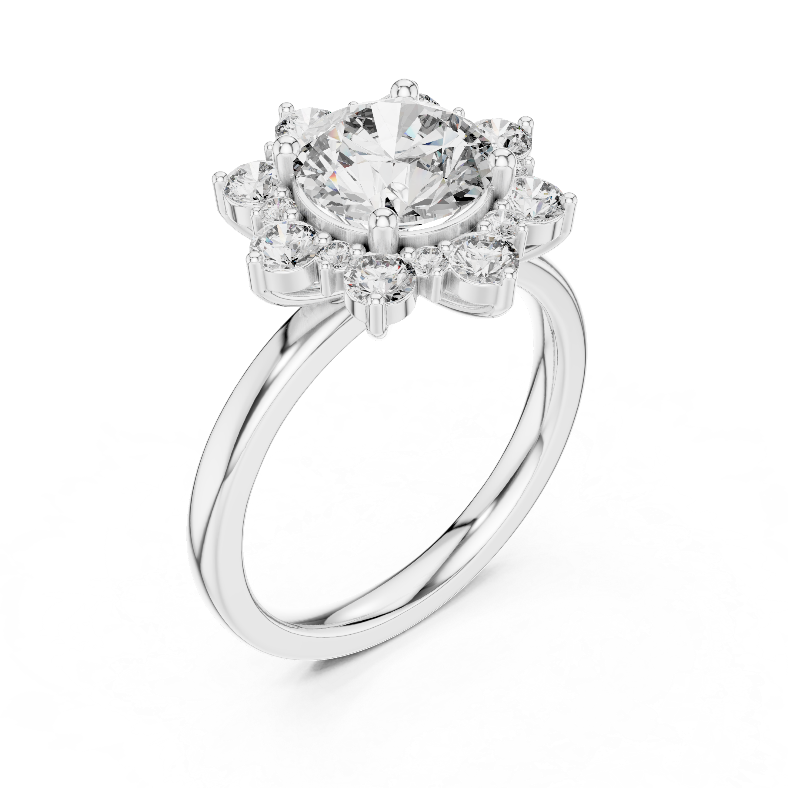 2 Carat Flora Round Diamond Engagement Ring