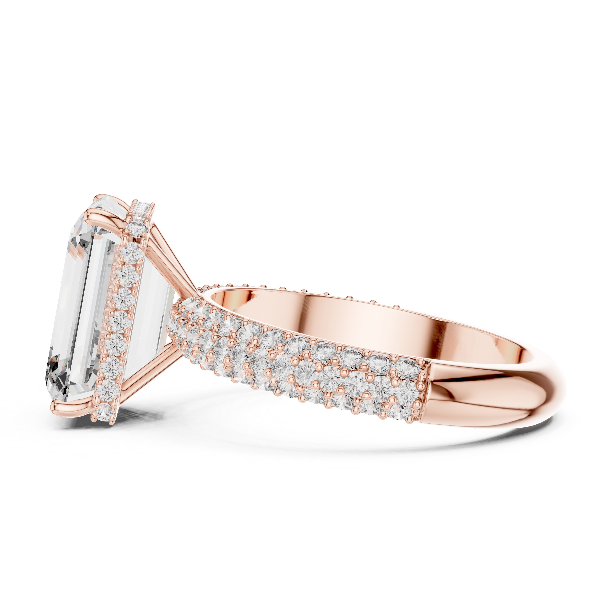 Hidden Halo Emerald Diamond Engagement ring