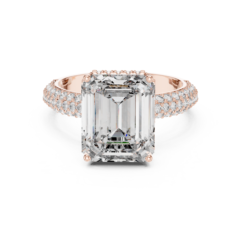 Hidden Halo Emerald Diamond Engagement ring