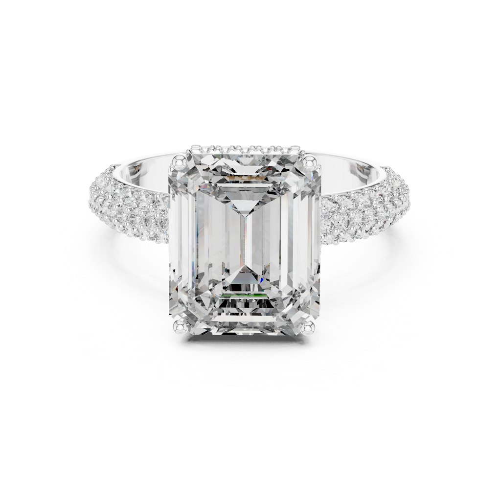 Hidden Halo Emerald Diamond Engagement ring