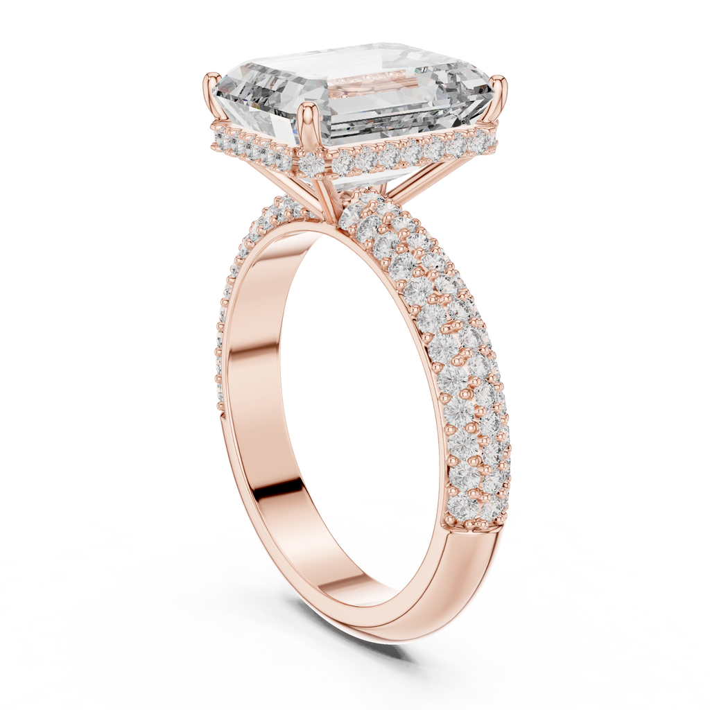 Hidden Halo Emerald Diamond Engagement ring