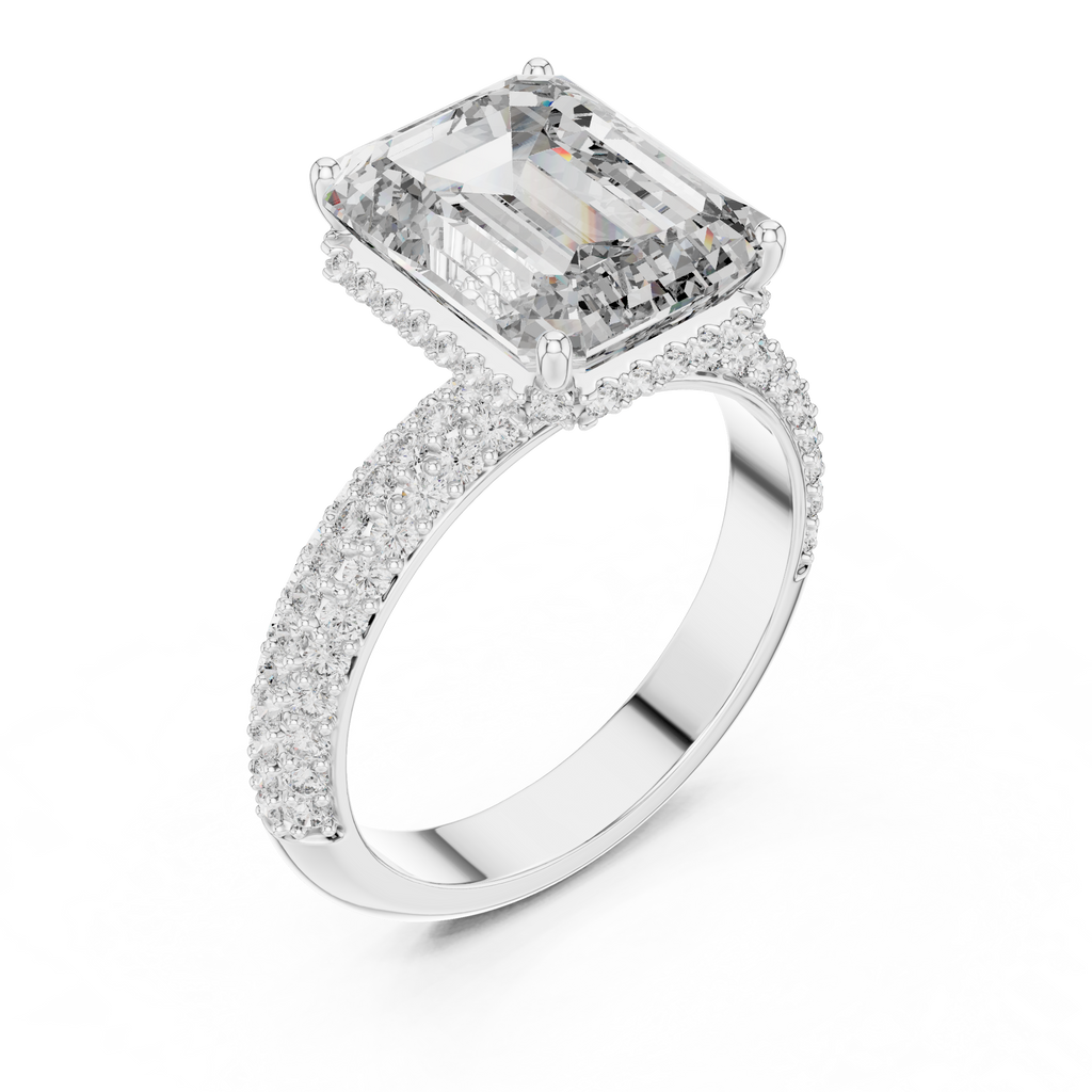 Hidden Halo Emerald Diamond Engagement ring