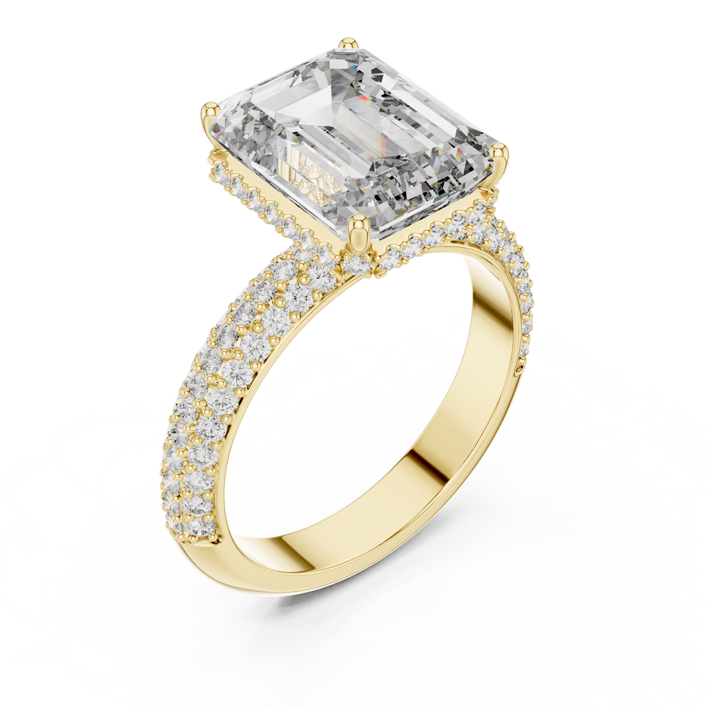 Hidden Halo Emerald Diamond Engagement ring