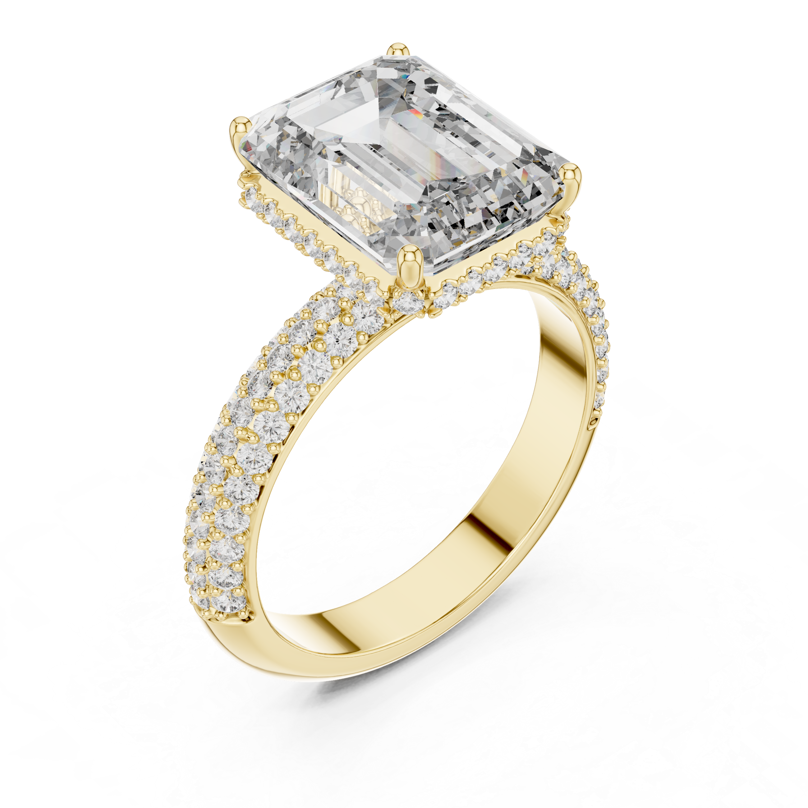 Hidden Halo Emerald Diamond Engagement ring