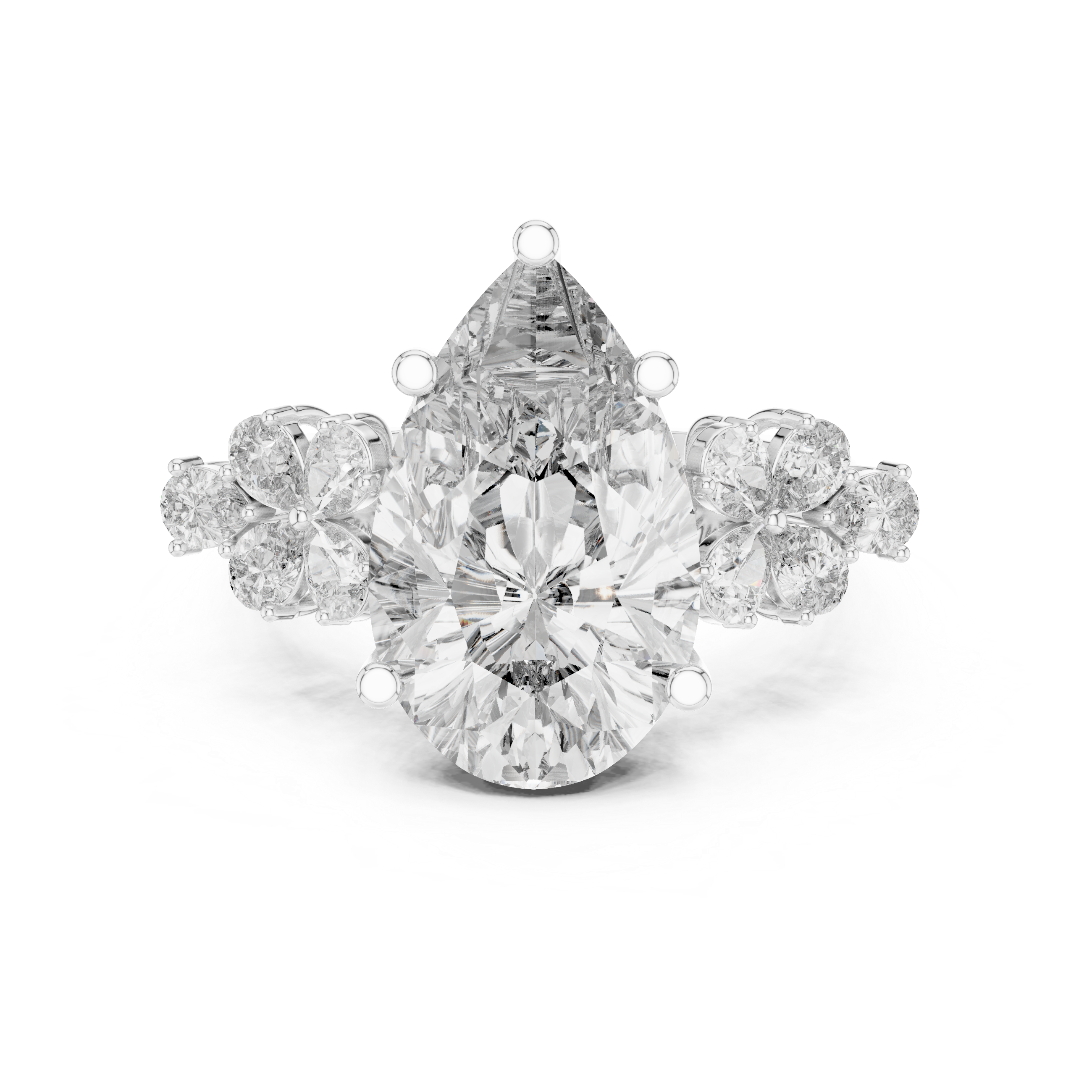 6 Carat Pear Diamond Vintage Engagement Ring
