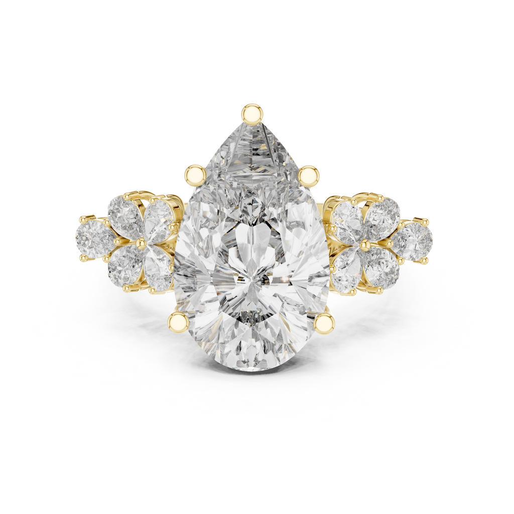 6 Carat Pear Diamond Vintage Engagement Ring