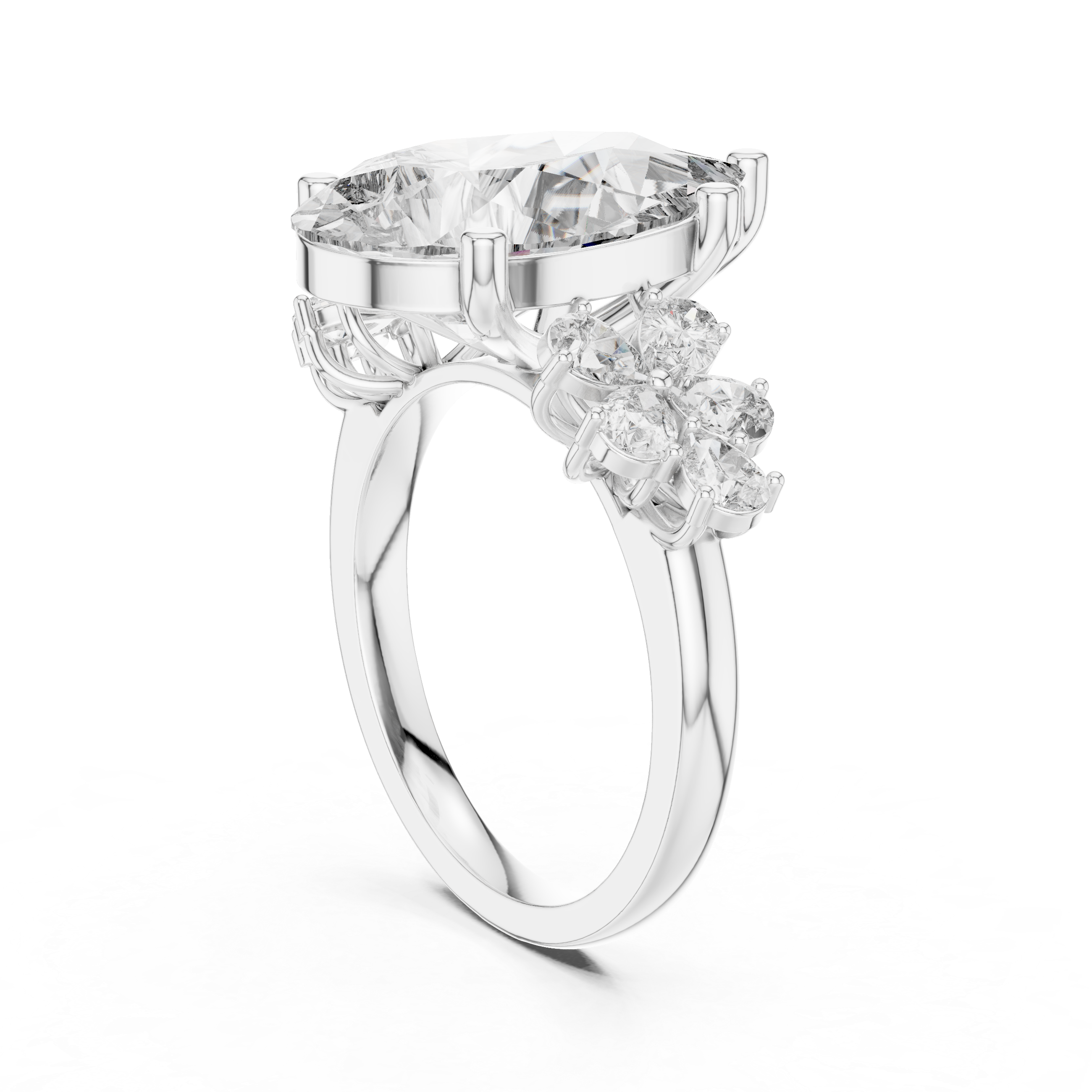 6 Carat Pear Diamond Vintage Engagement Ring