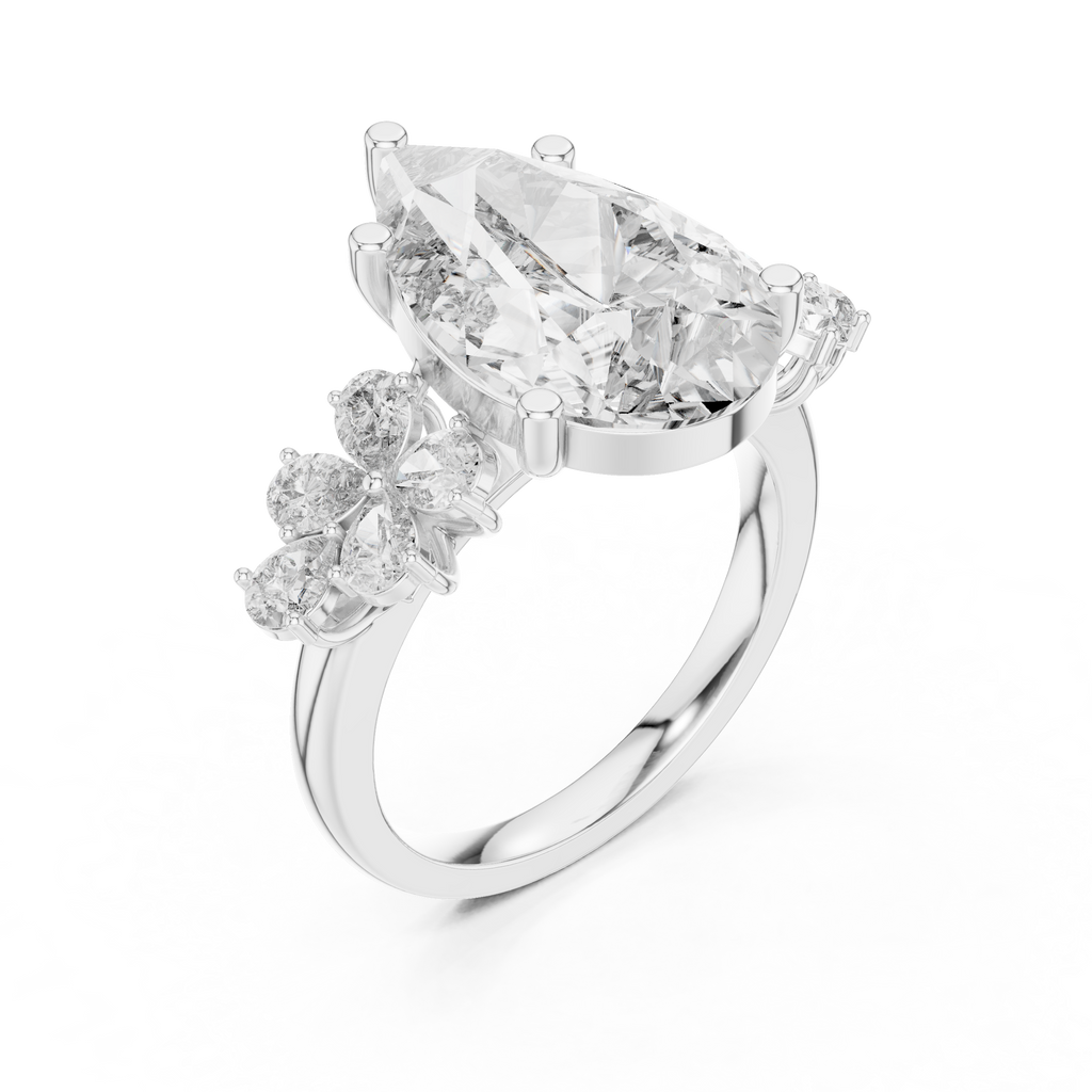 6 Carat Pear Diamond Vintage Engagement Ring