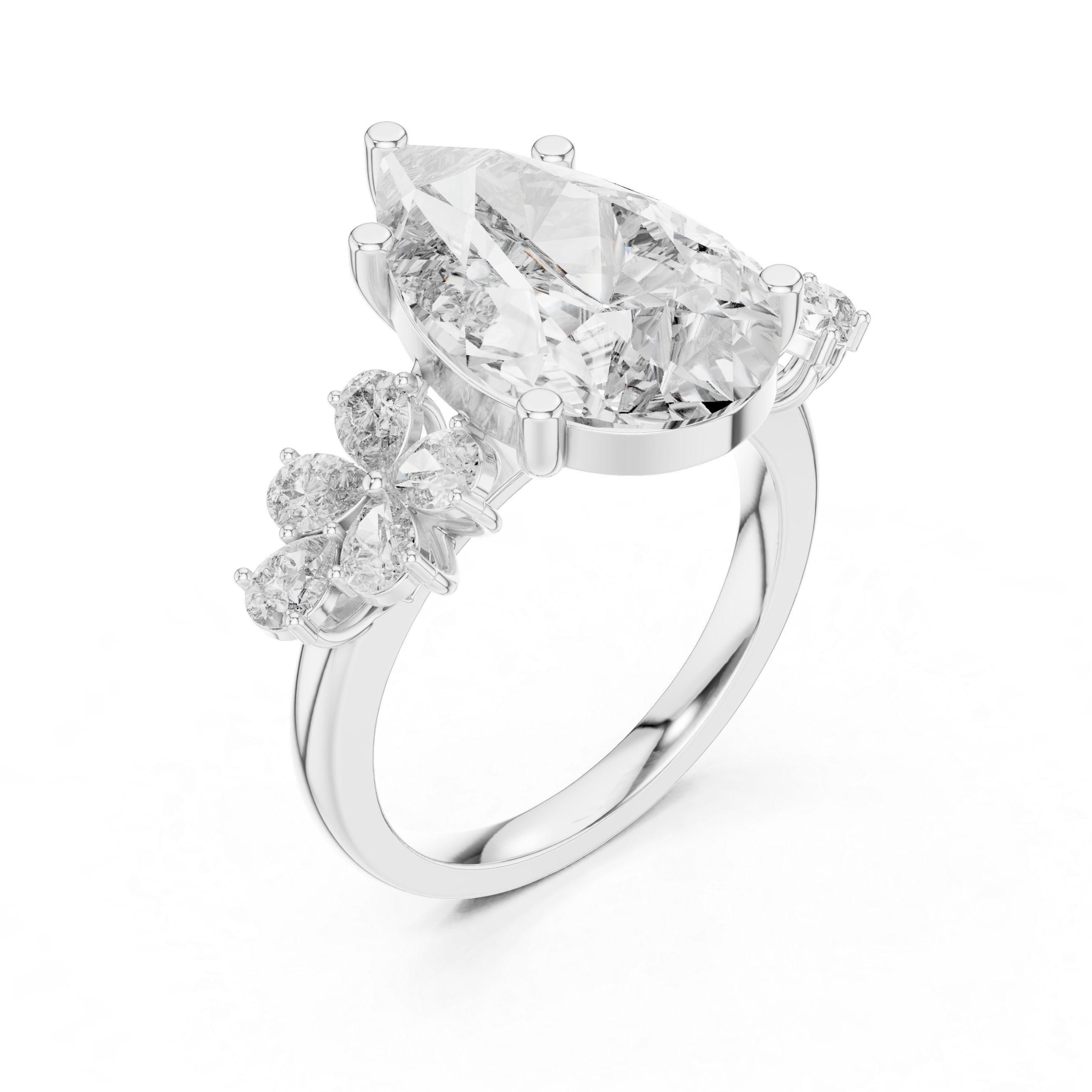 6 Carat Pear Diamond Vintage Engagement Ring