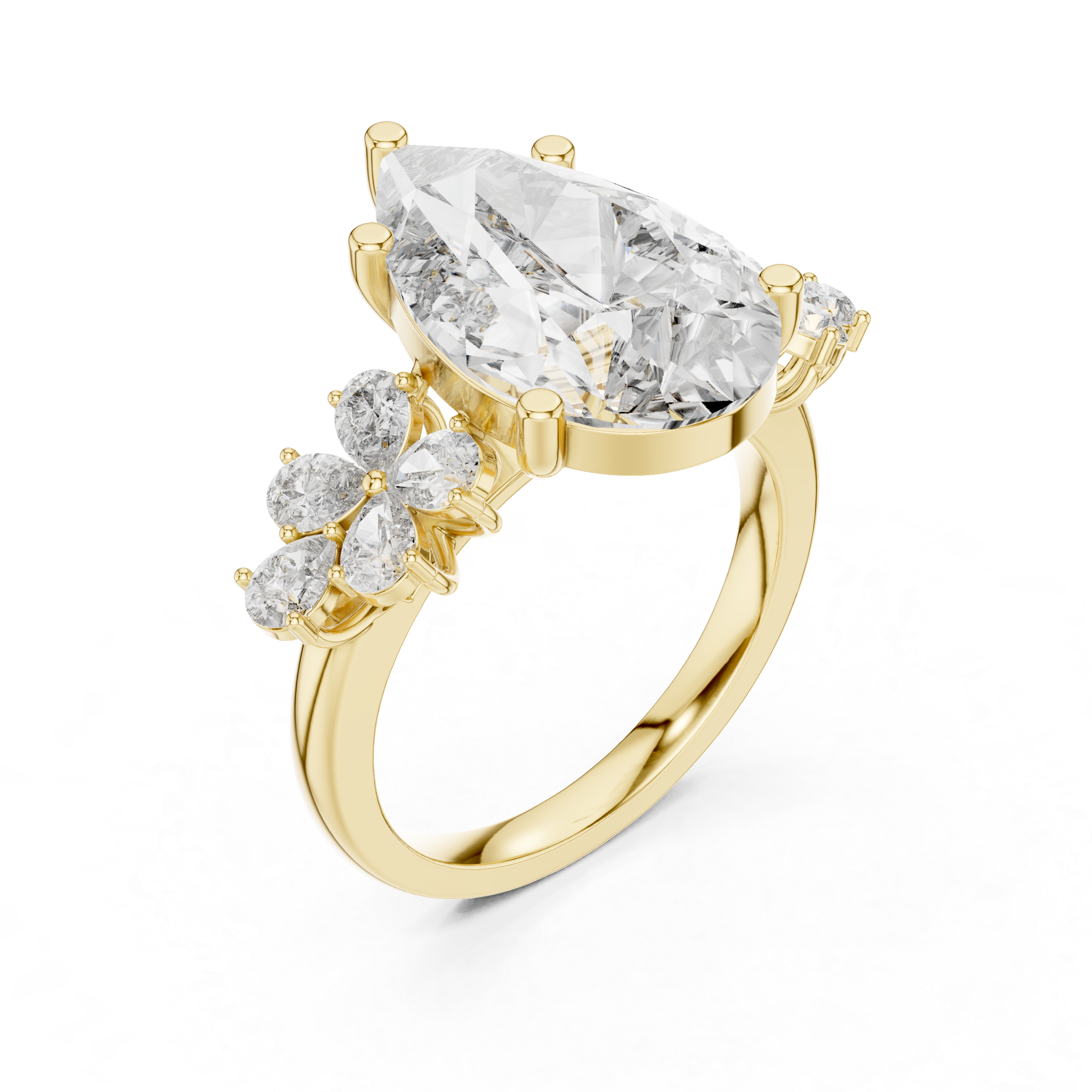 6 Carat Pear Diamond Vintage Engagement Ring