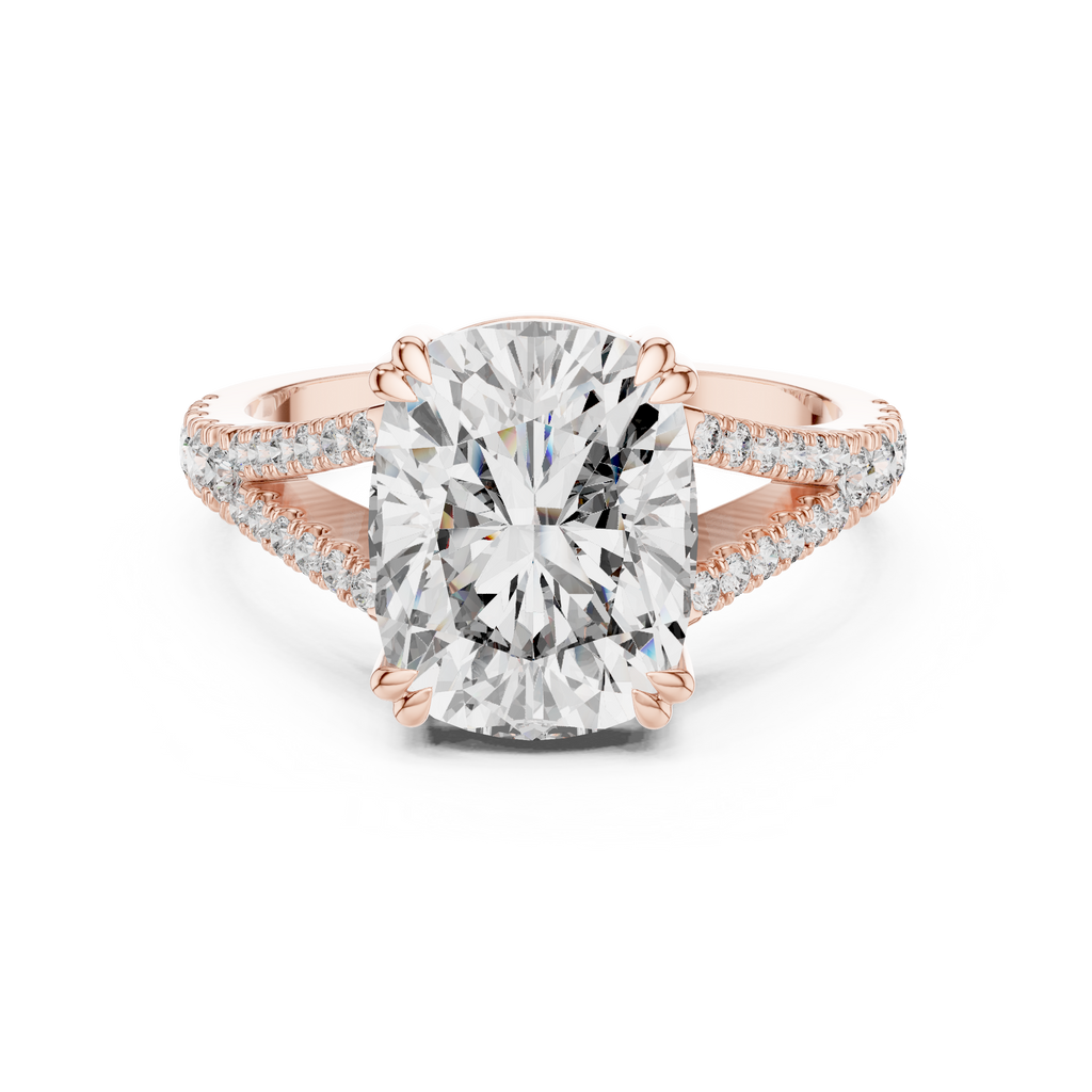 5 Carat Cushion Diamond Double Shank Engagement Ring