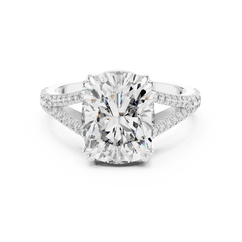 5 Carat Cushion Diamond Double Shank Engagement Ring
