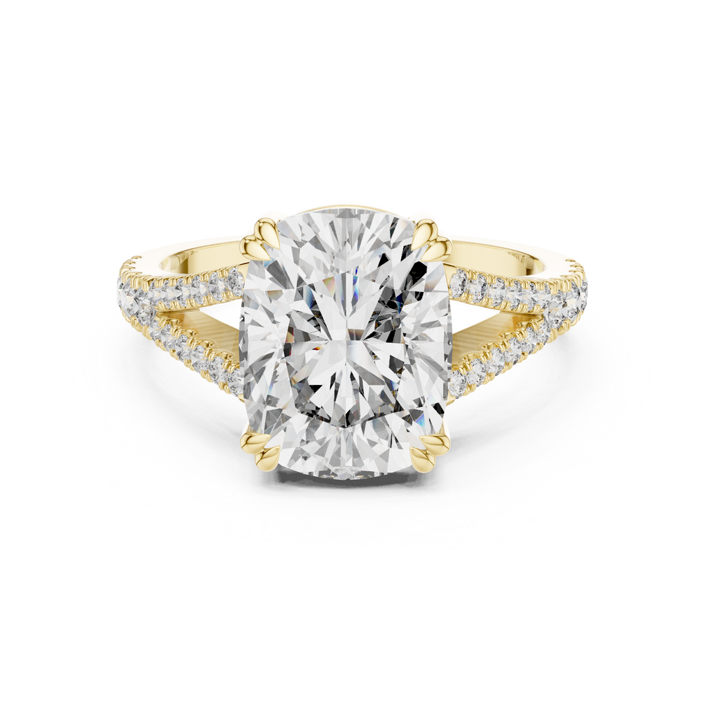 5 Carat Cushion Diamond Double Shank Engagement Ring