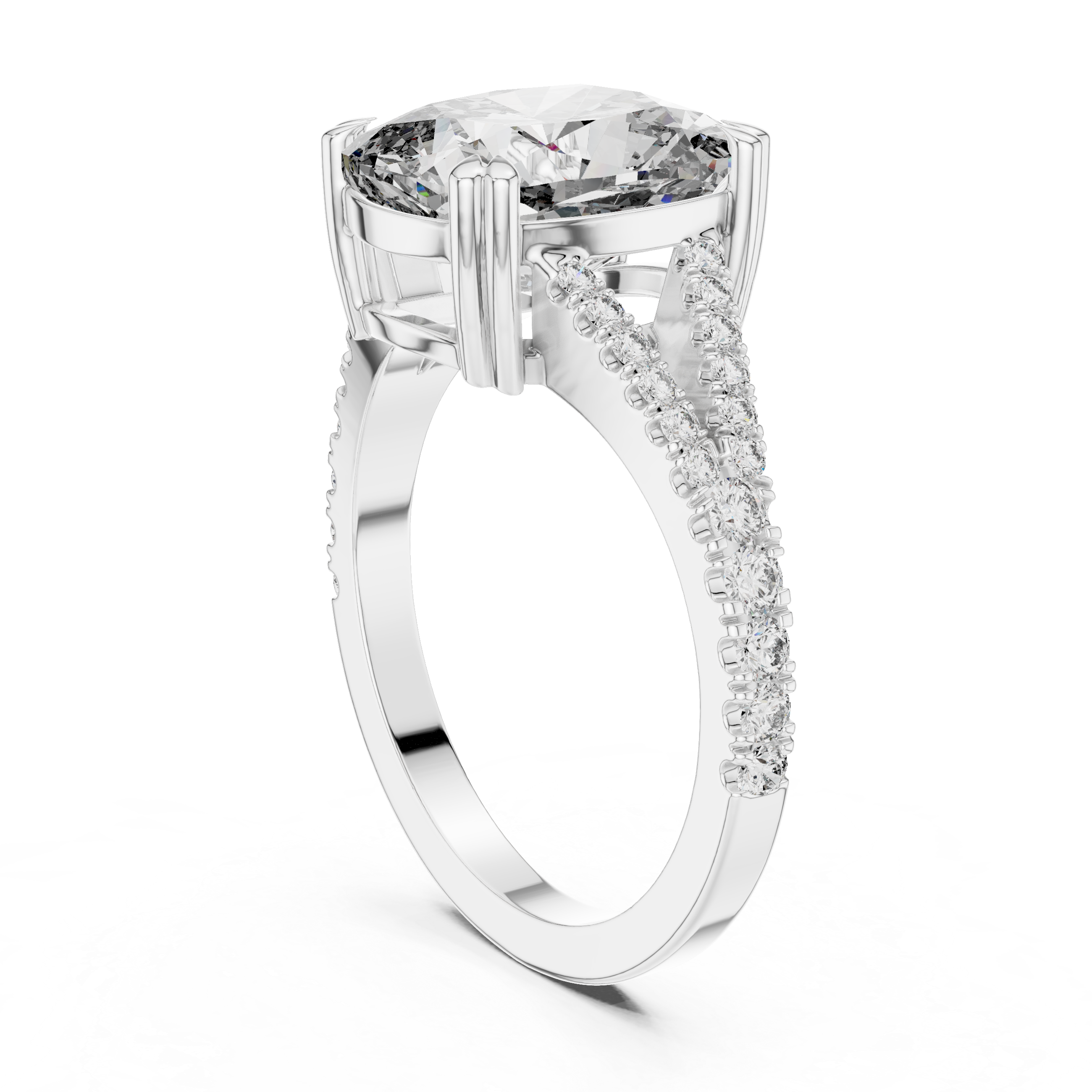 5 Carat Cushion Diamond Double Shank Engagement Ring