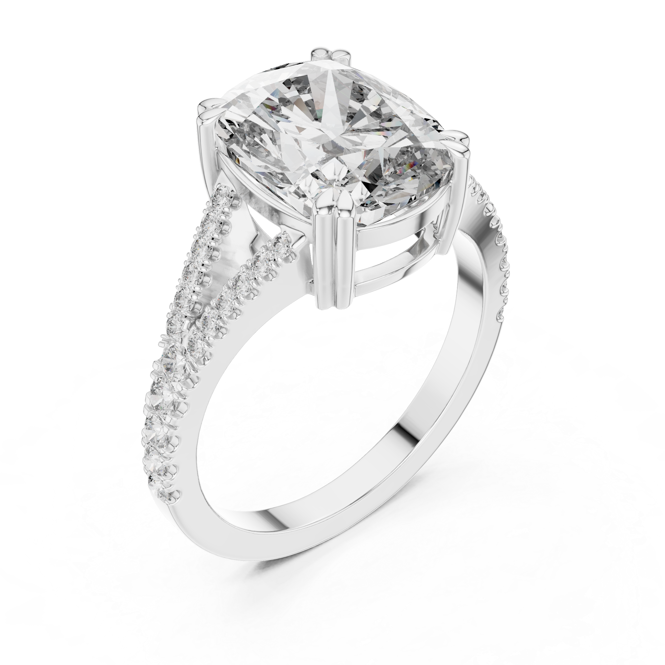 5 Carat Cushion Diamond Double Shank Engagement Ring