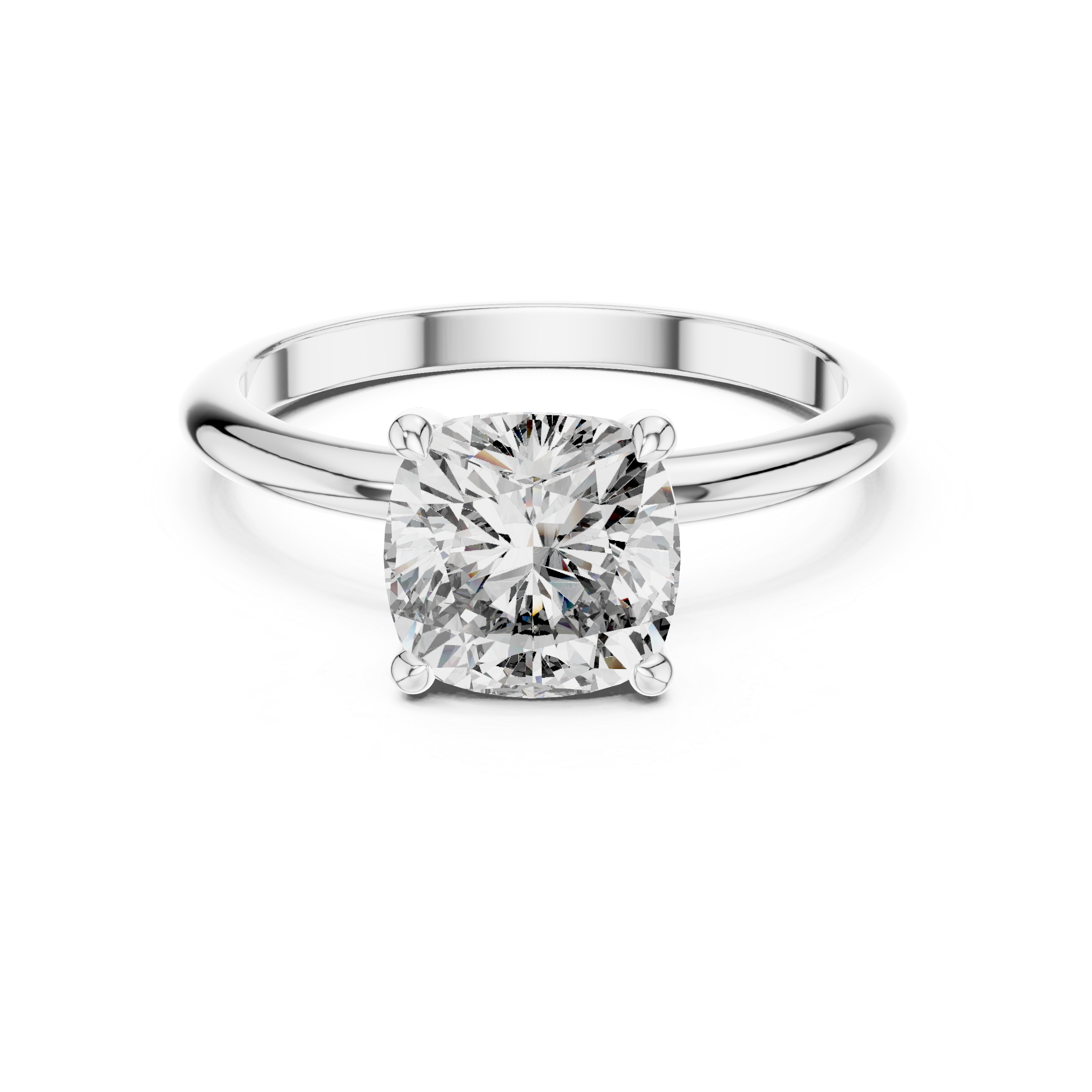 2 Carat Square Cushion Diamond Solitaire Ring