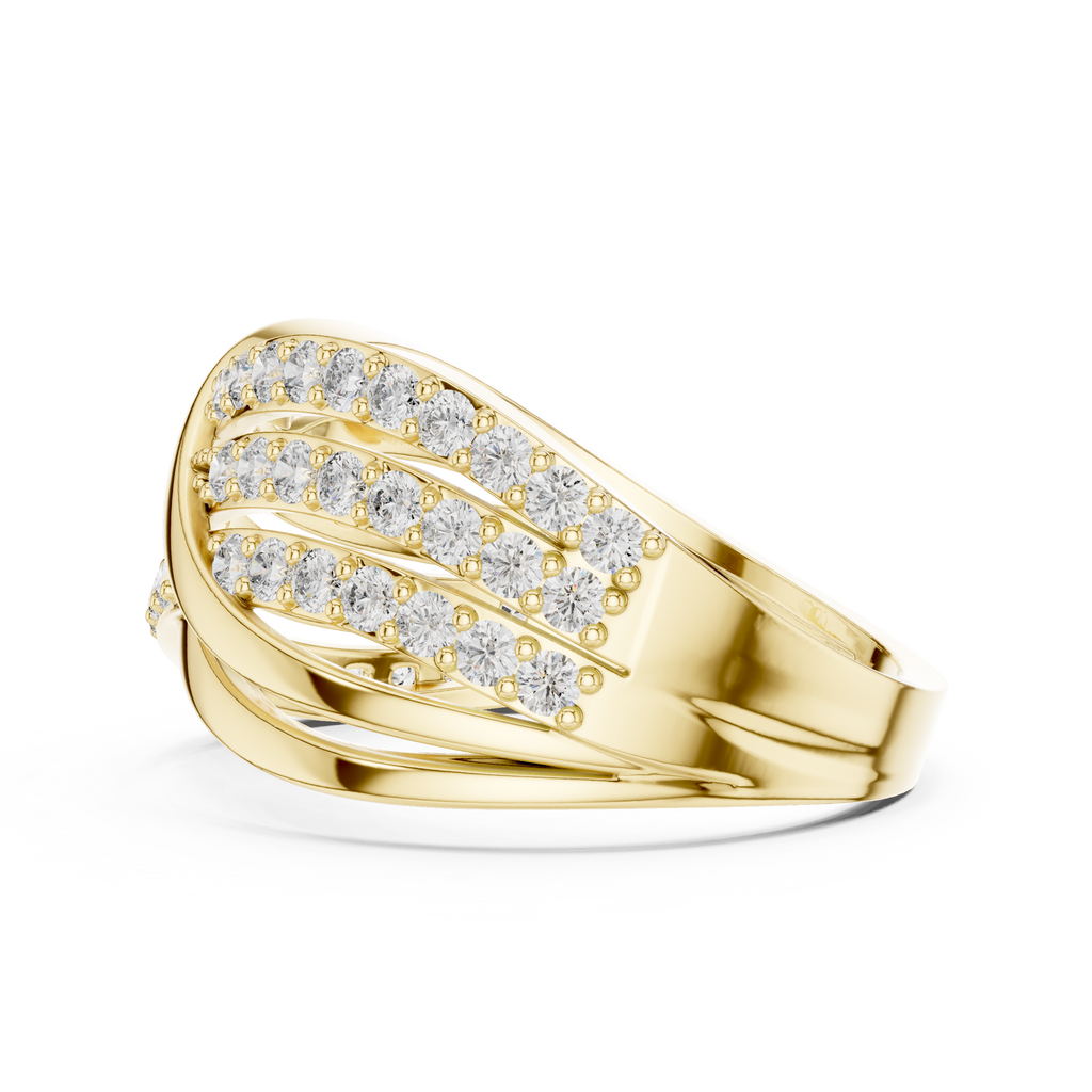 Luxury Round Diamond Criss Cross Engagement Ring