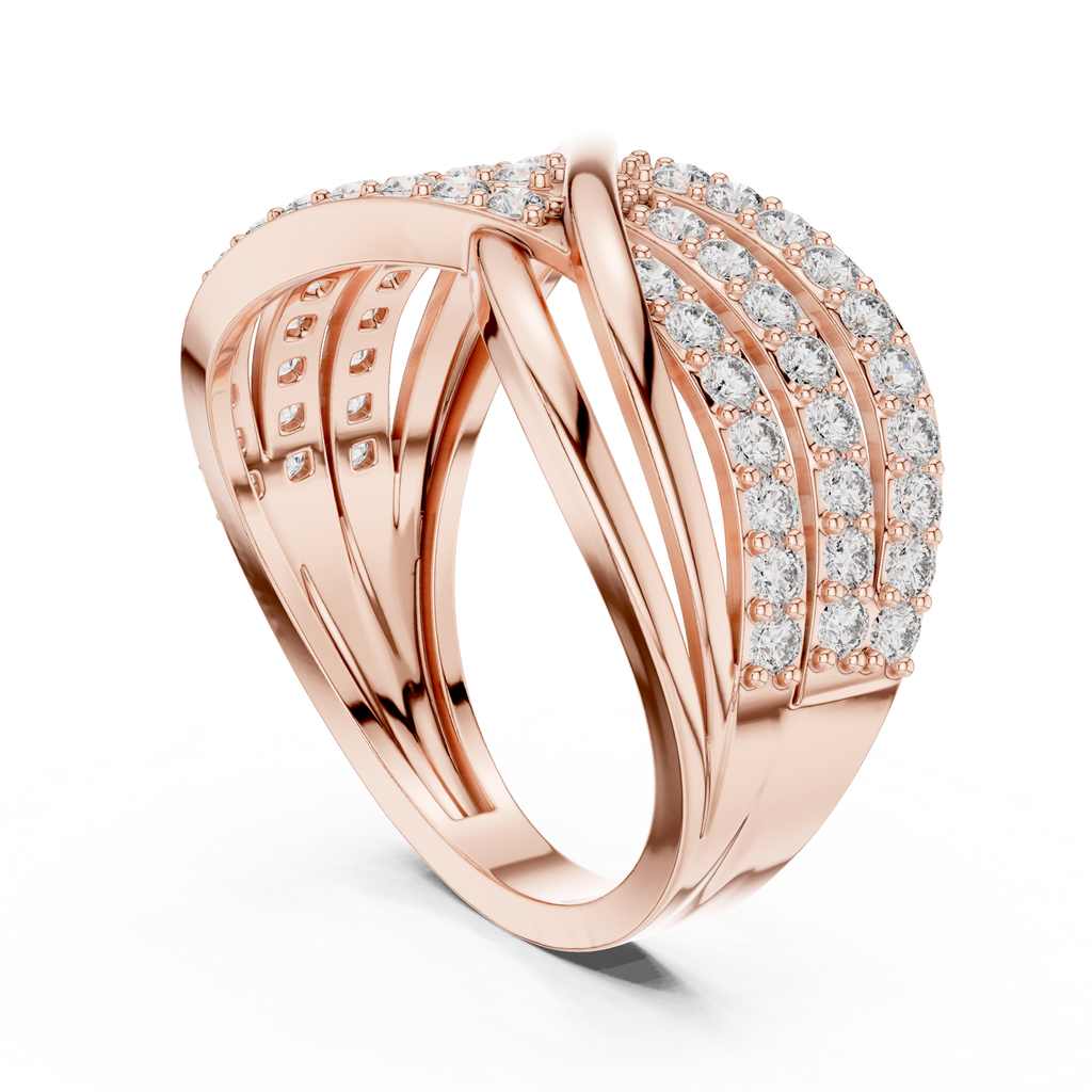 Luxury Round Diamond Criss Cross Engagement Ring