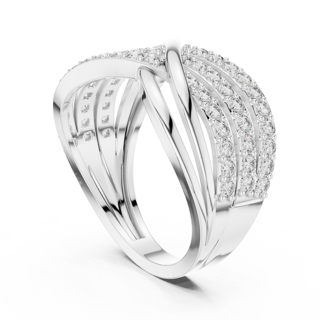 Luxury Round Diamond Criss Cross Engagement Ring