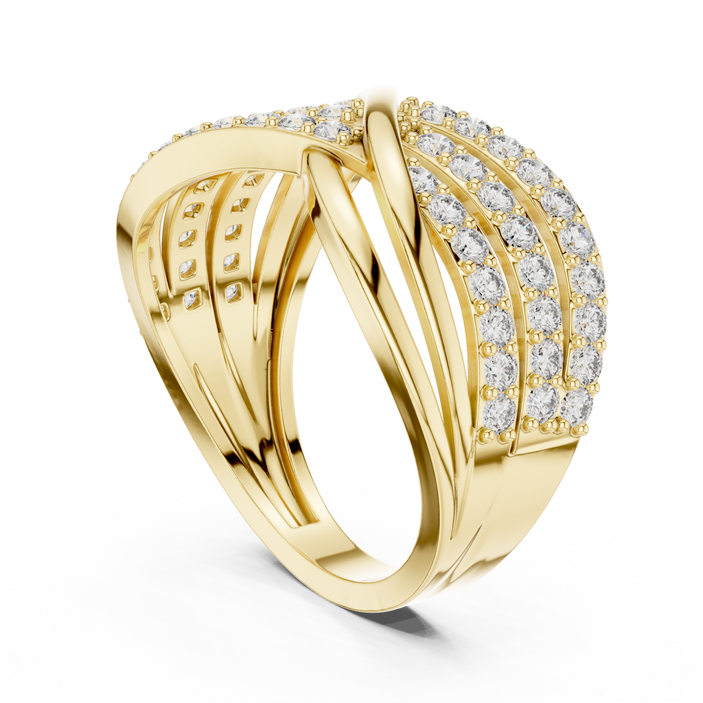 Luxury Round Diamond Criss Cross Engagement Ring