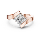 Tension Set Princees Diamond Bypass Engagement Ring