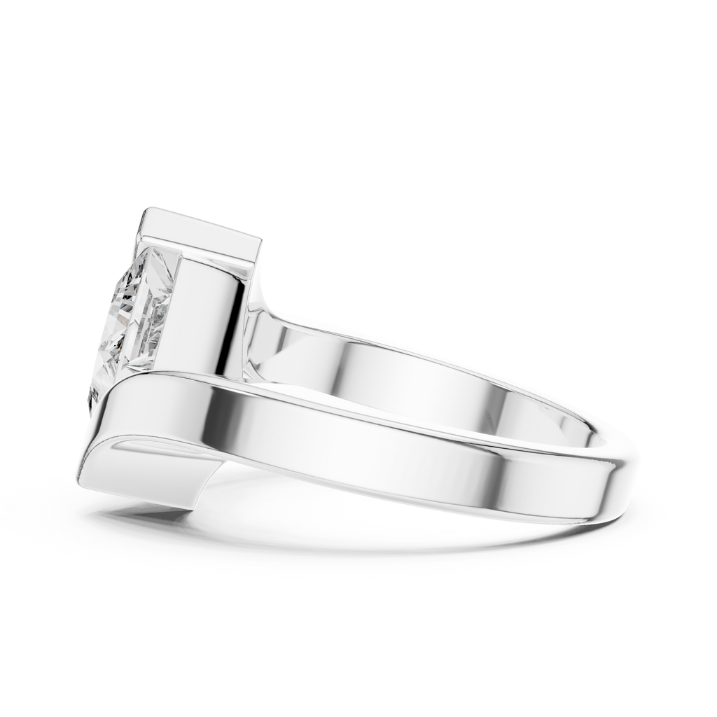 Tension Set Princees Diamond Bypass Engagement Ring