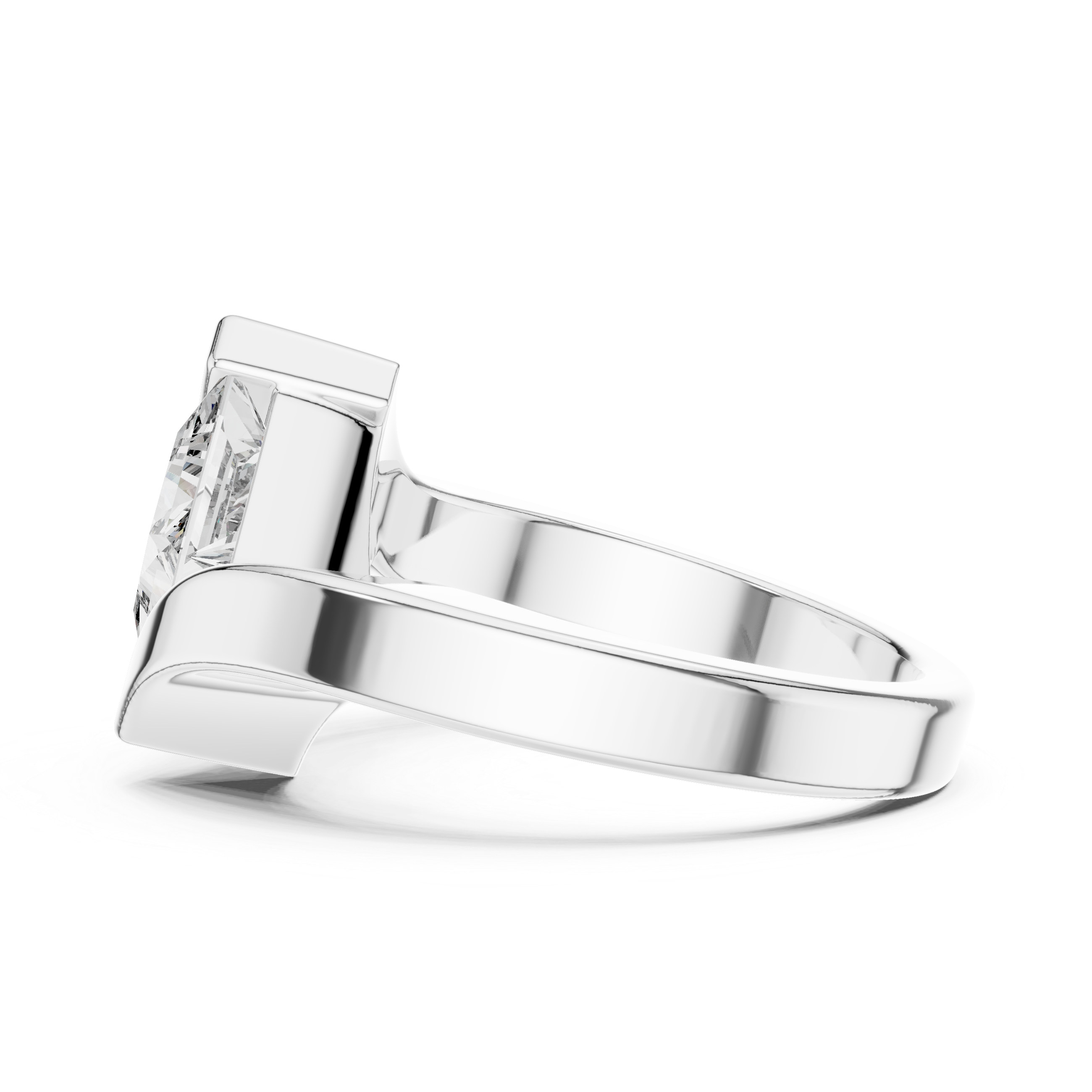 Tension Set Princees Diamond Bypass Engagement Ring