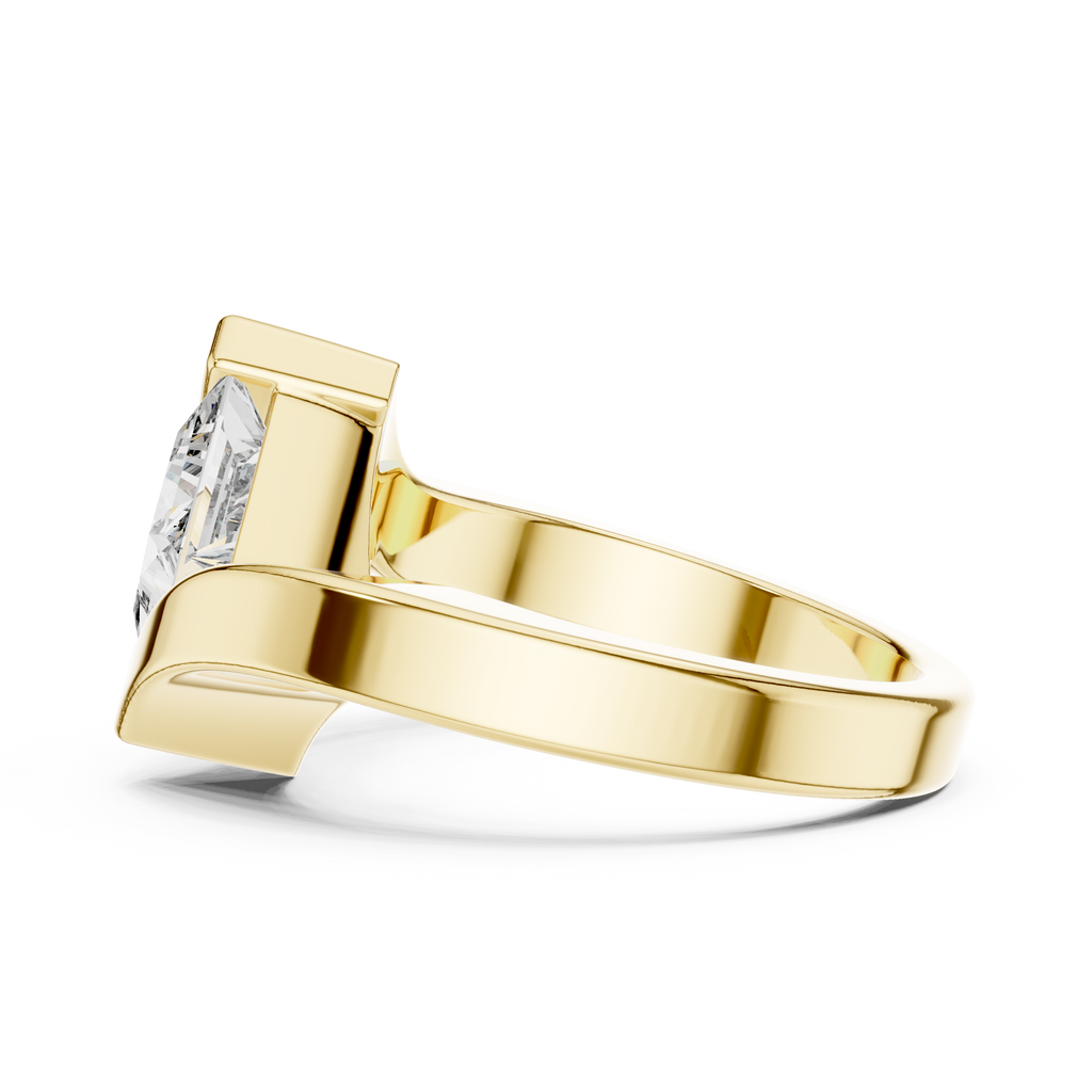 Tension Set Princees Diamond Bypass Engagement Ring