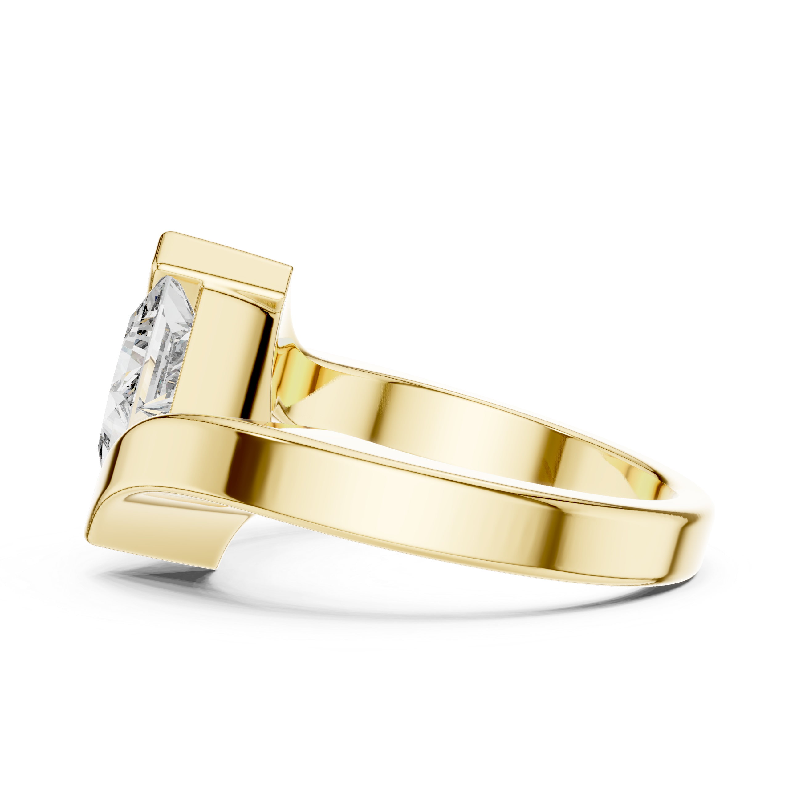 Tension Set Princees Diamond Bypass Engagement Ring