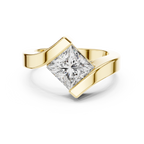 Tension Set Princees Diamond Bypass Engagement Ring