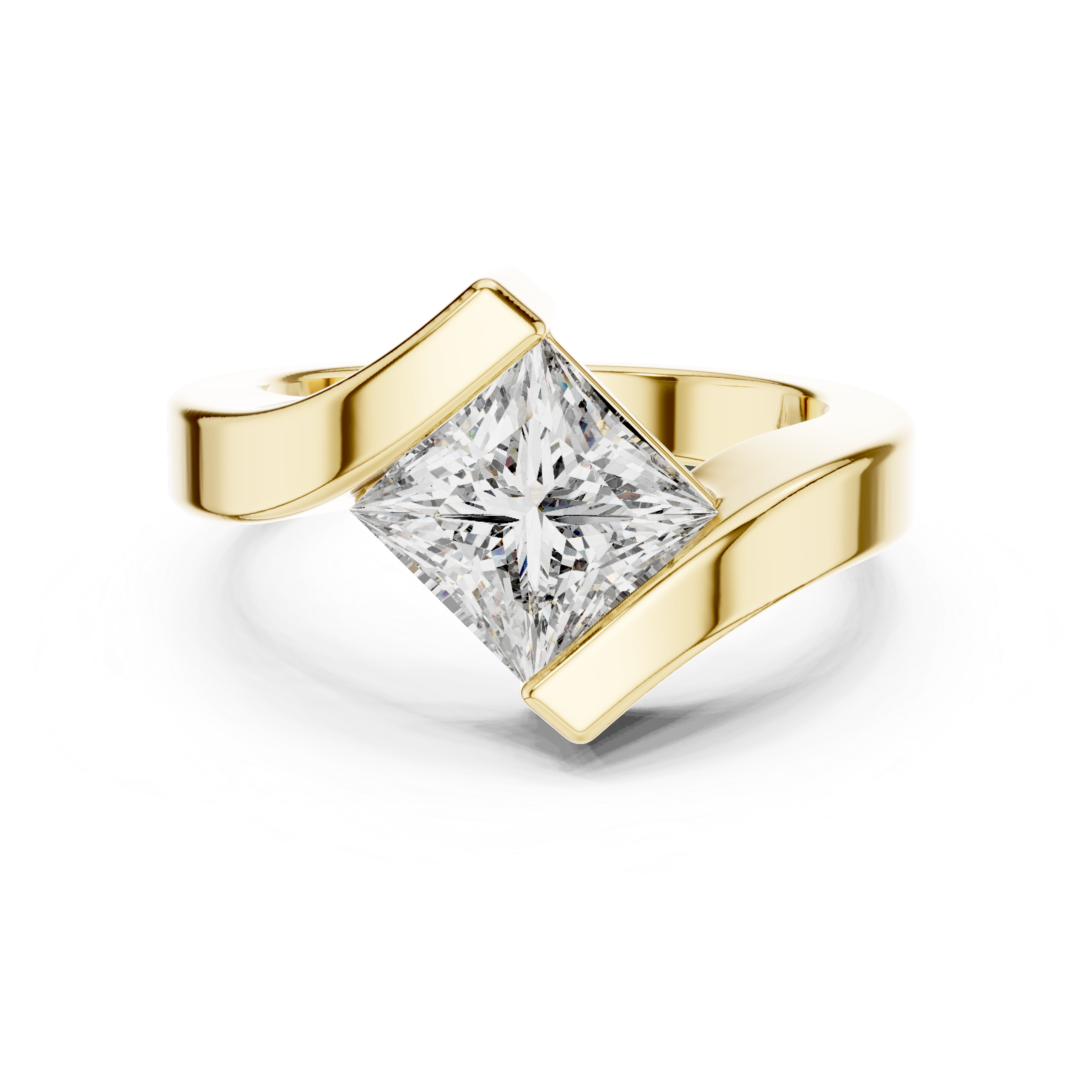 Tension Set Princees Diamond Bypass Engagement Ring