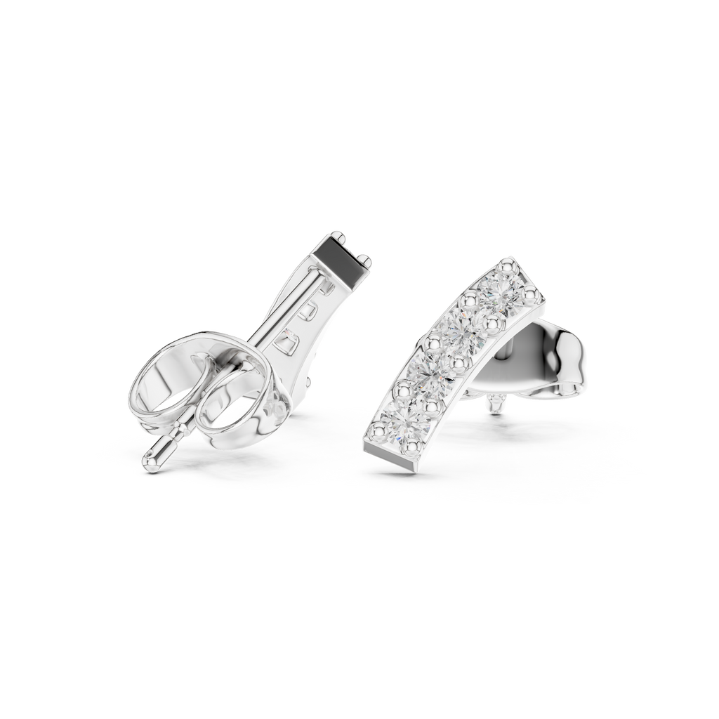 Bar Stud Earrings in Round Cut lab Doiamond