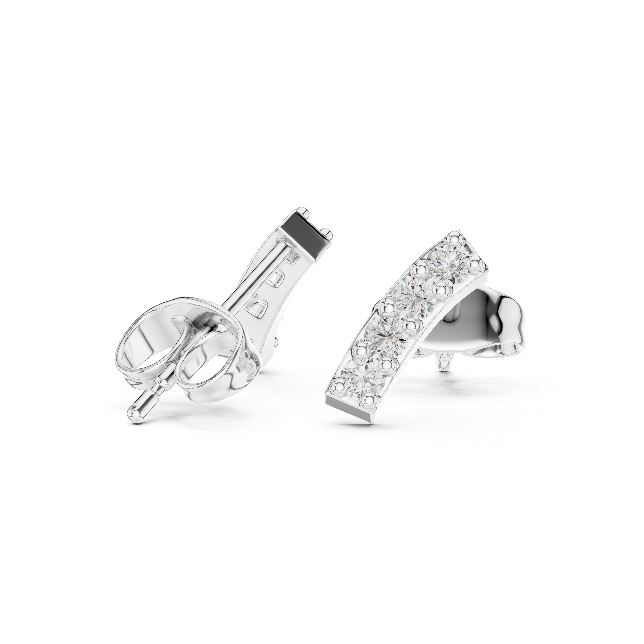 Bar Stud Earrings in Round Cut lab Doiamond