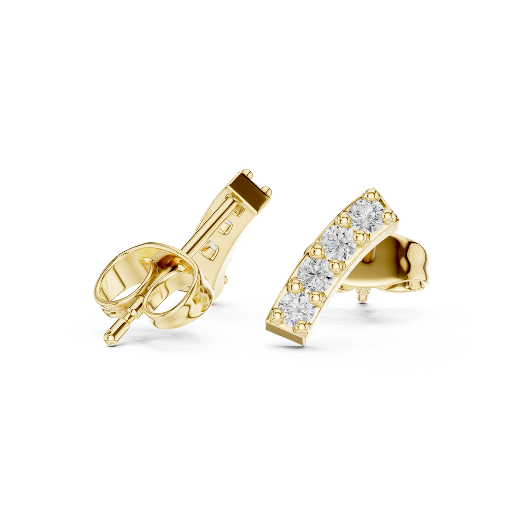 Bar Stud Earrings in Round Cut lab Doiamond