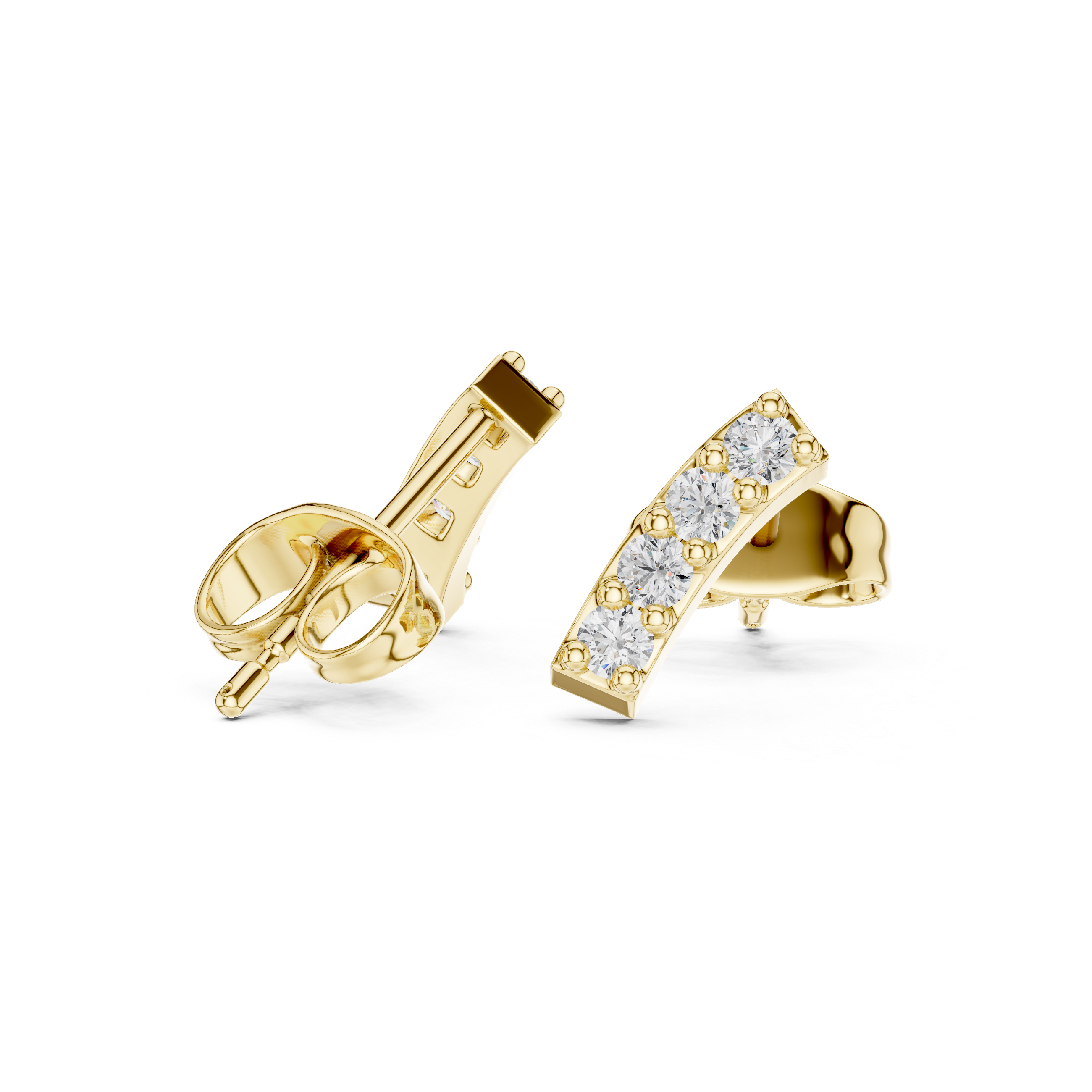 Bar Stud Earrings in Round Cut lab Doiamond