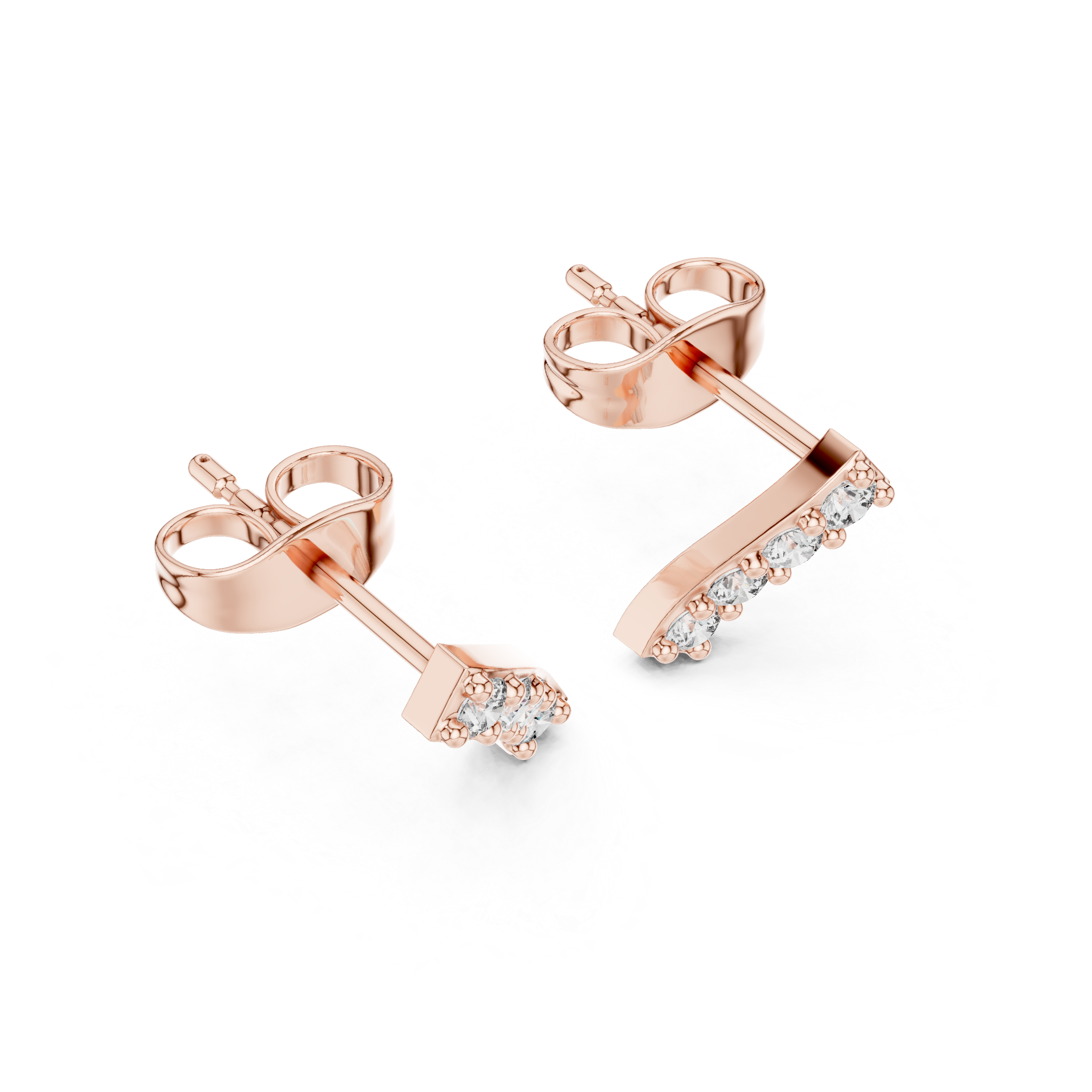 Bar Stud Earrings in Round Cut lab Doiamond