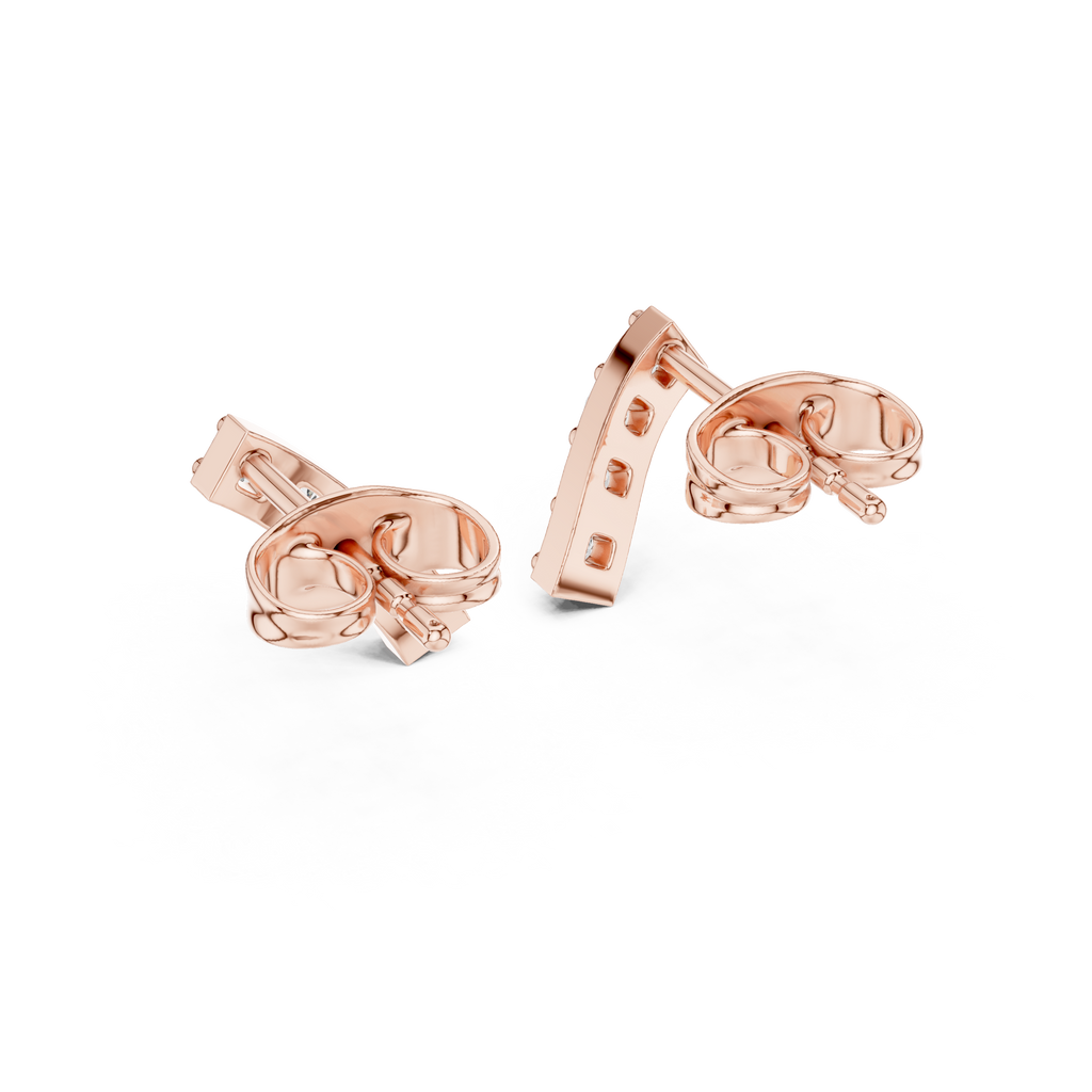 Bar Stud Earrings in Round Cut lab Doiamond