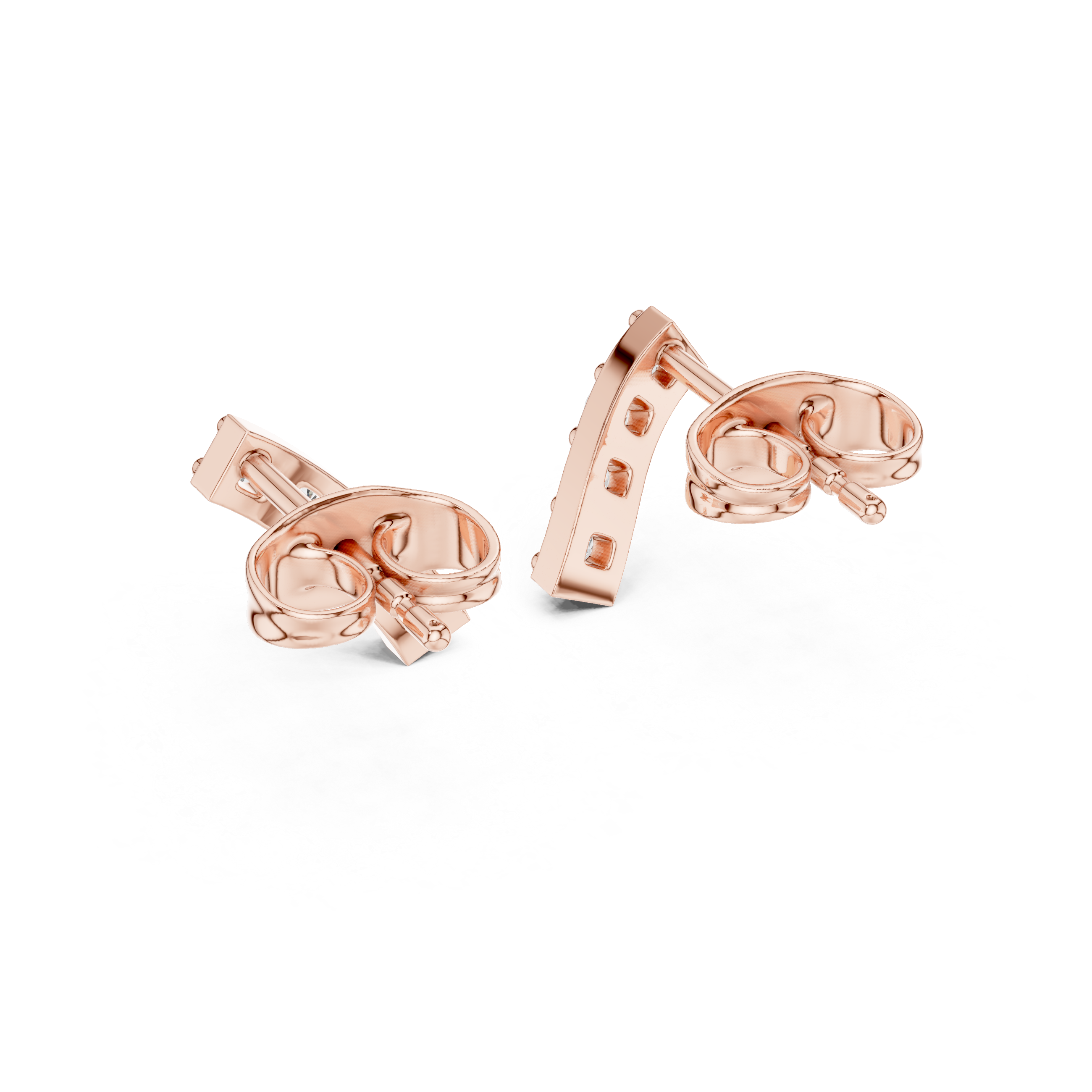 Bar Stud Earrings in Round Cut lab Doiamond