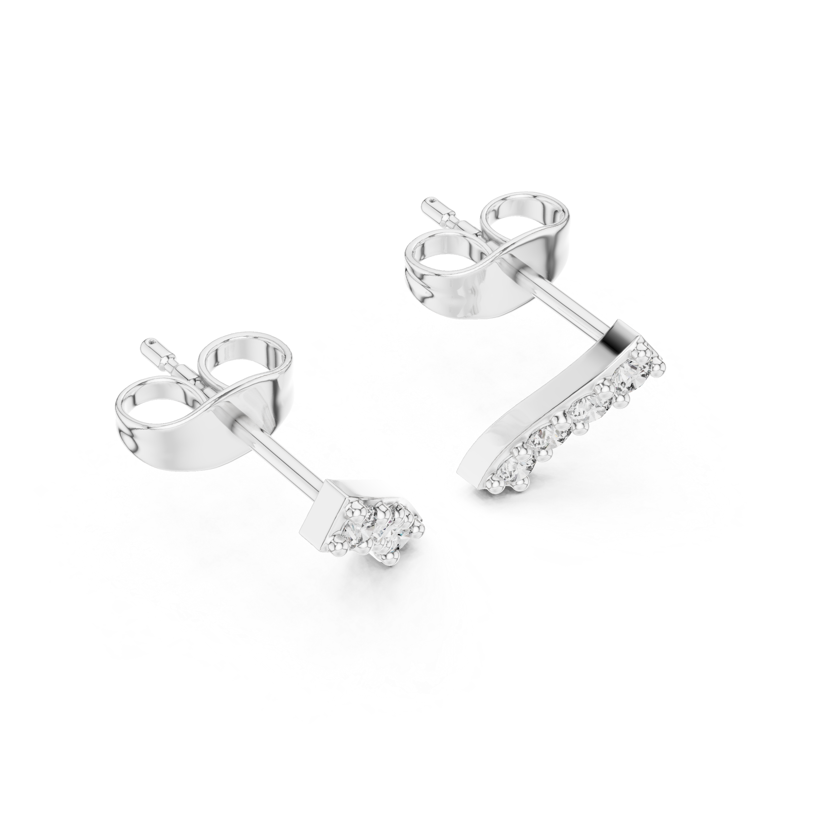 Bar Stud Earrings in Round Cut lab Doiamond