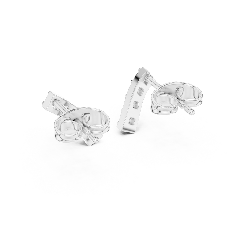 Bar Stud Earrings in Round Cut lab Doiamond