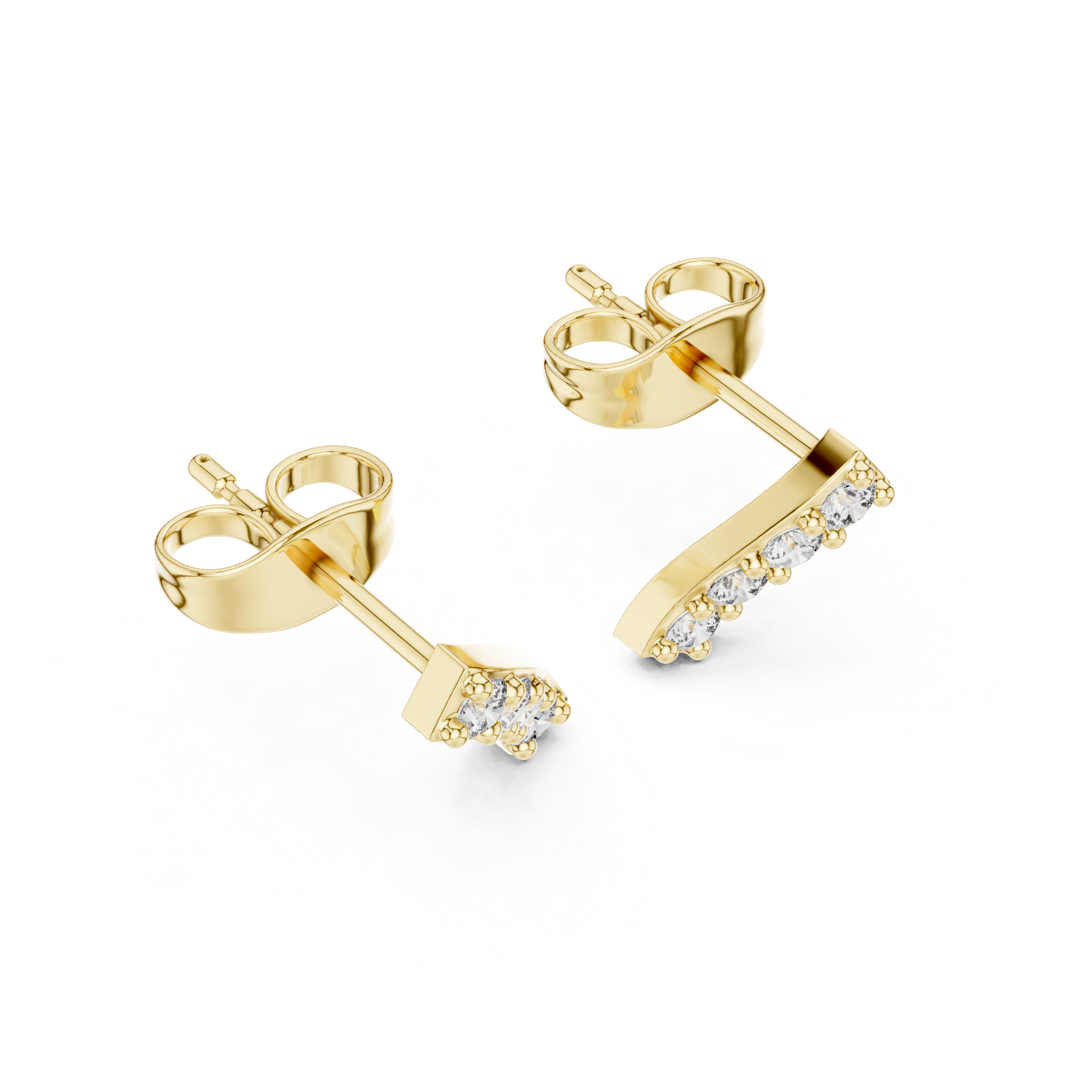 Bar Stud Earrings in Round Cut lab Doiamond