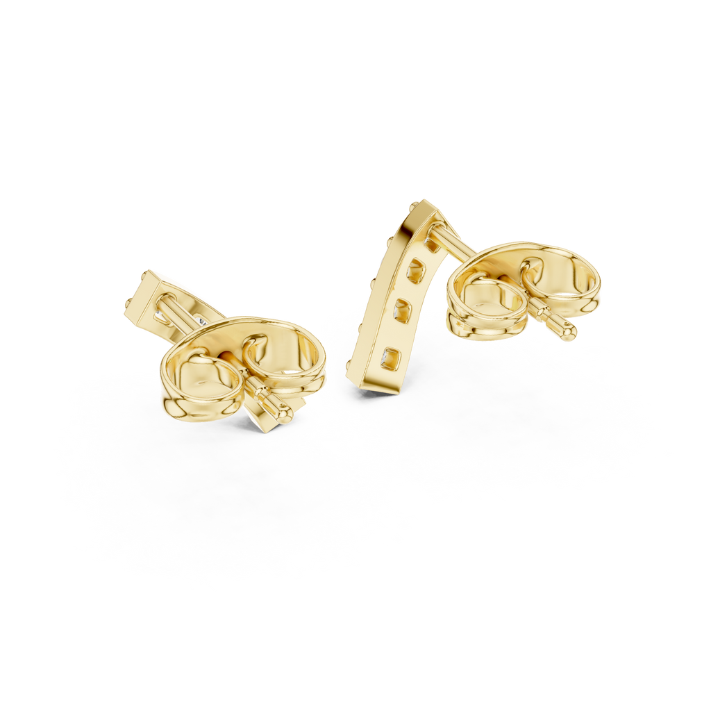 Bar Stud Earrings in Round Cut lab Doiamond