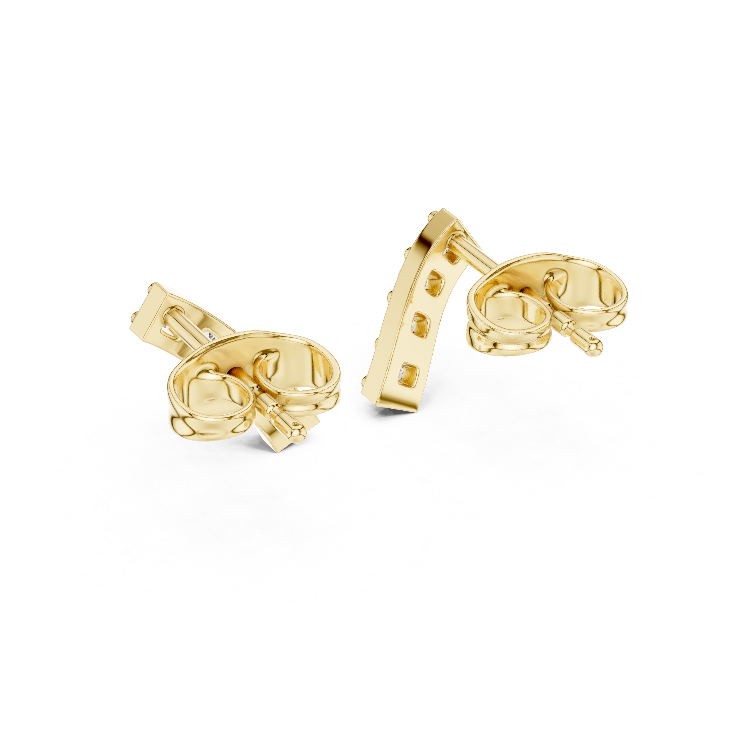 Bar Stud Earrings in Round Cut lab Doiamond