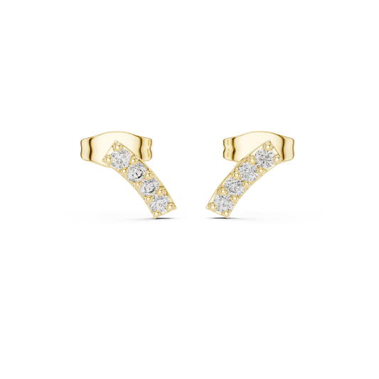 Bar Stud Earrings in Round Cut lab Doiamond