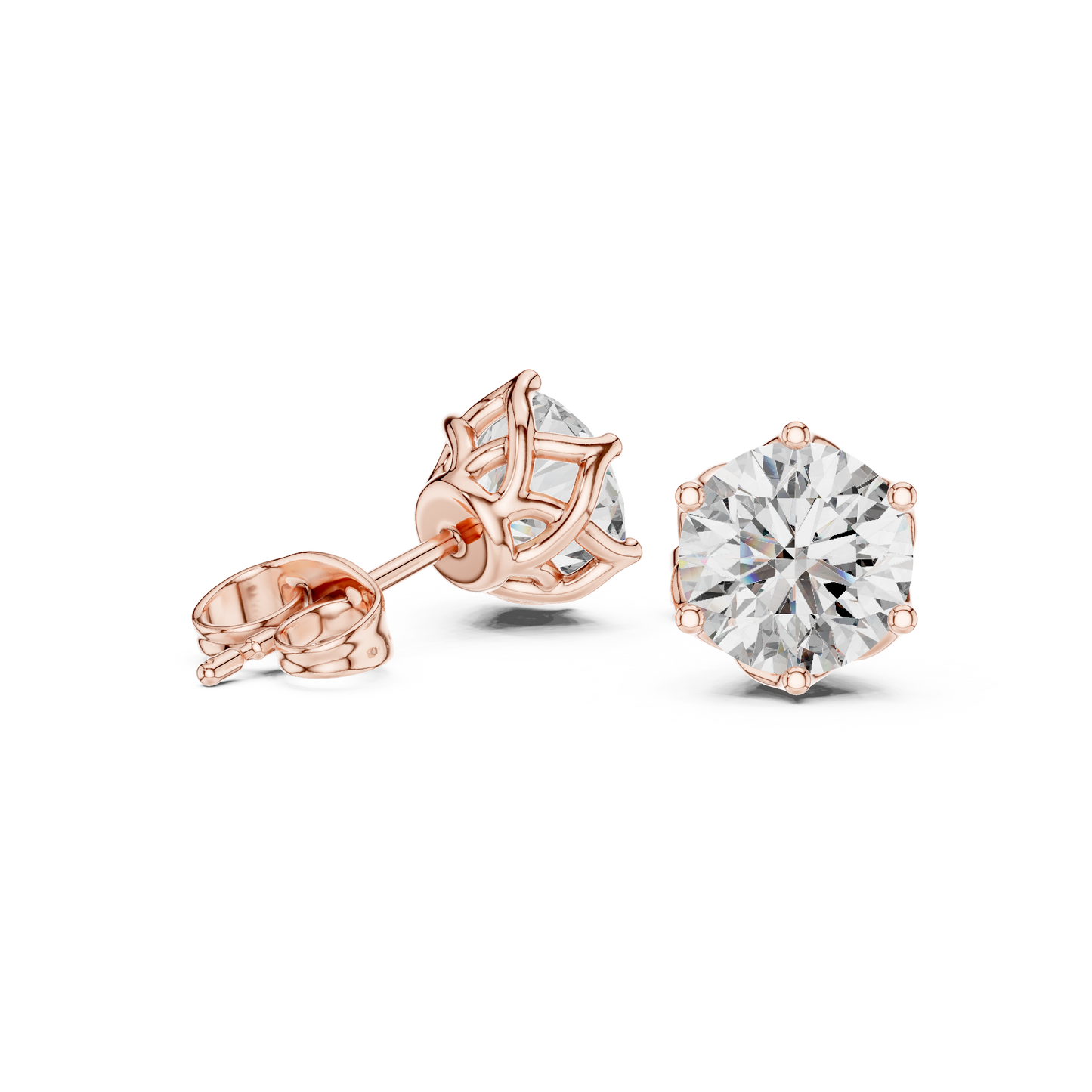 2 Carat Round Cut Diamond Screw Back Earrings
