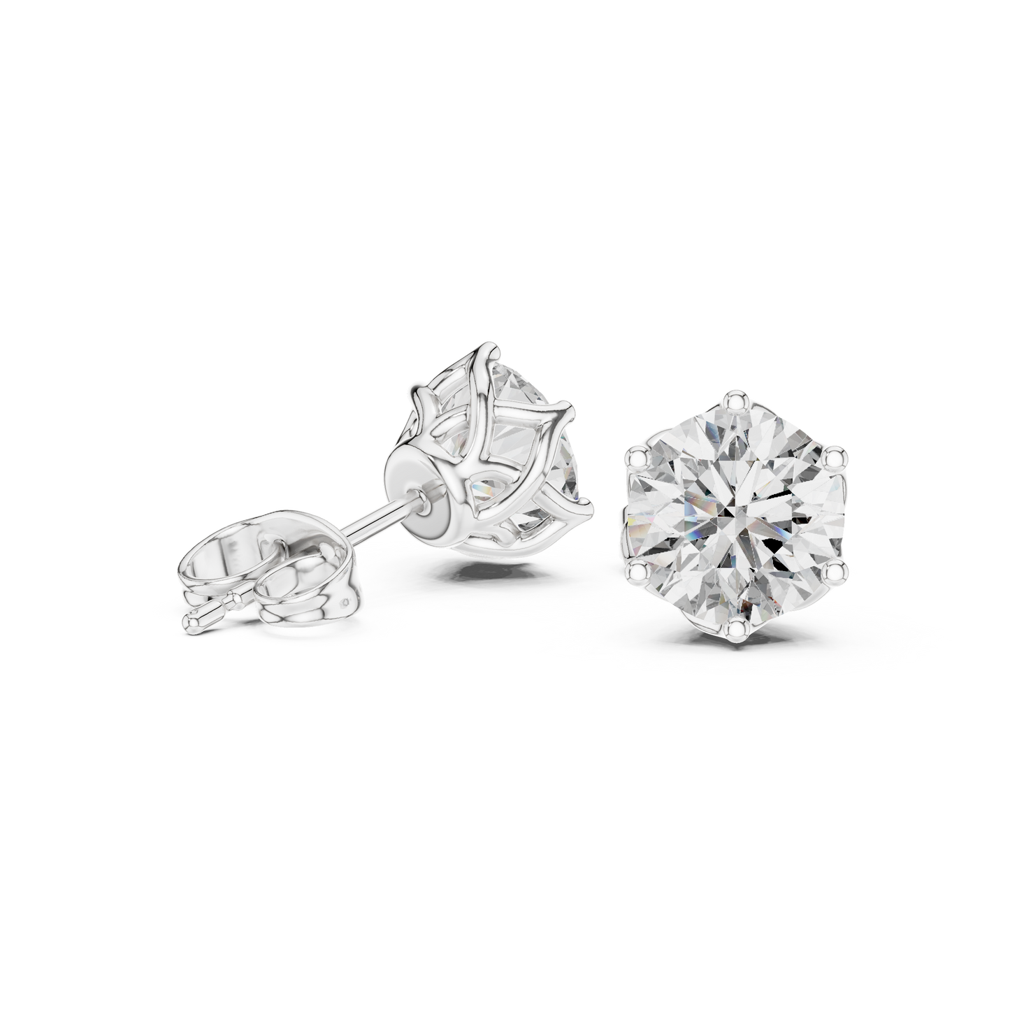 2 Carat Round Cut Diamond Screw Back Earrings