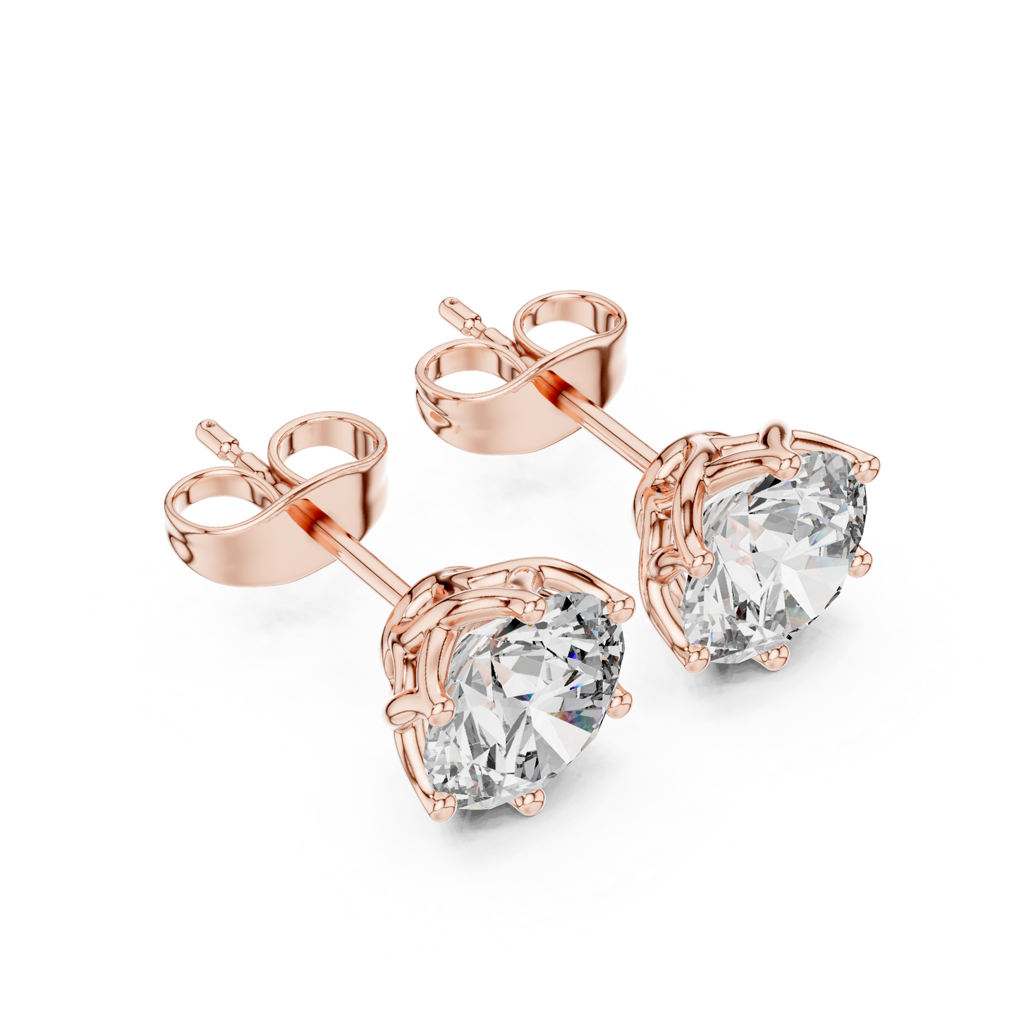 2 Carat Round Cut Diamond Screw Back Earrings