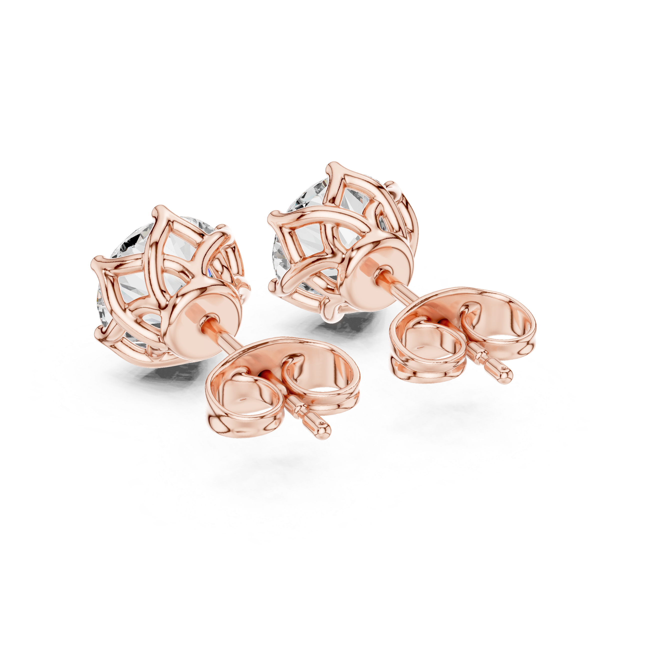 2 Carat Round Cut Diamond Screw Back Earrings