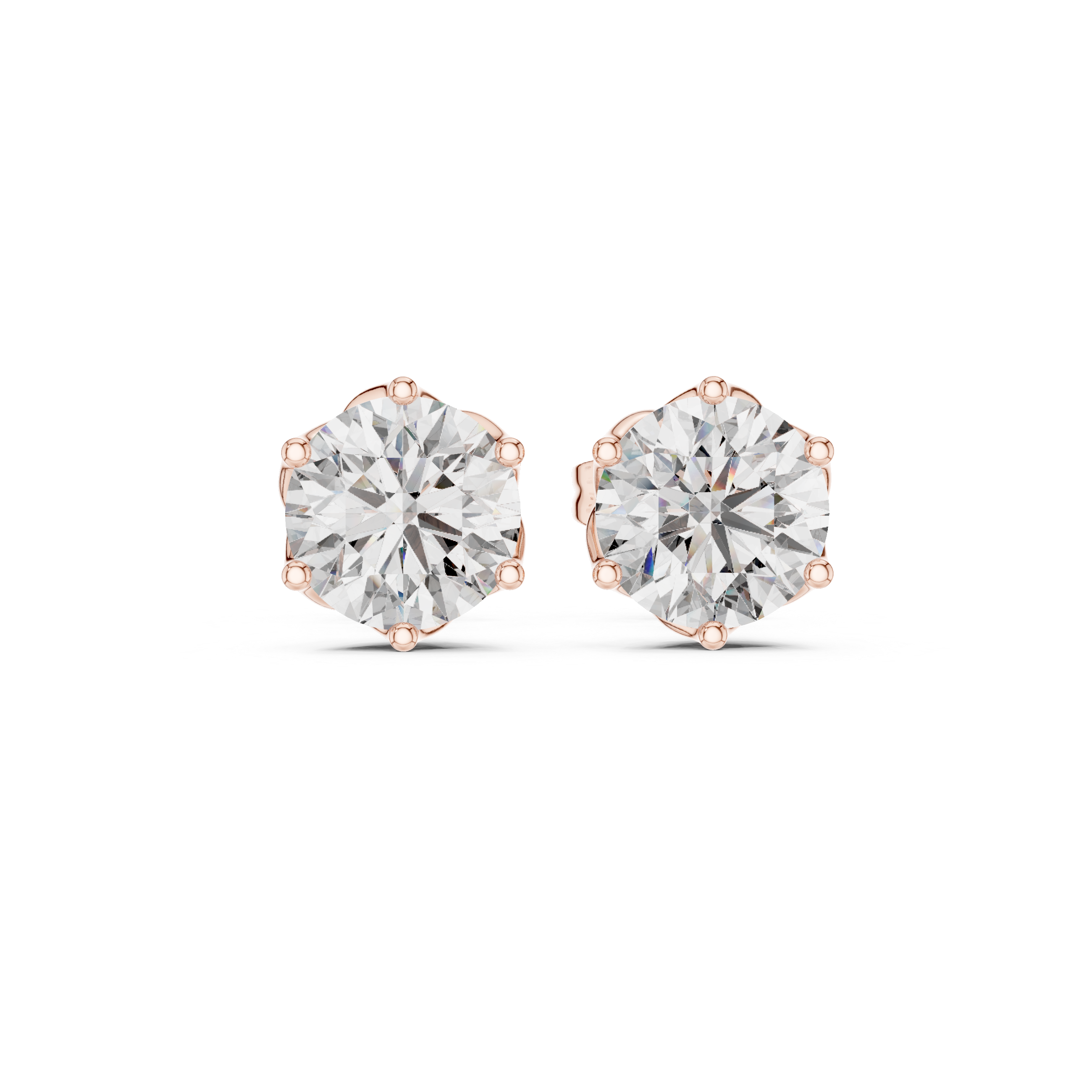 2 Carat Round Cut Diamond Screw Back Earrings