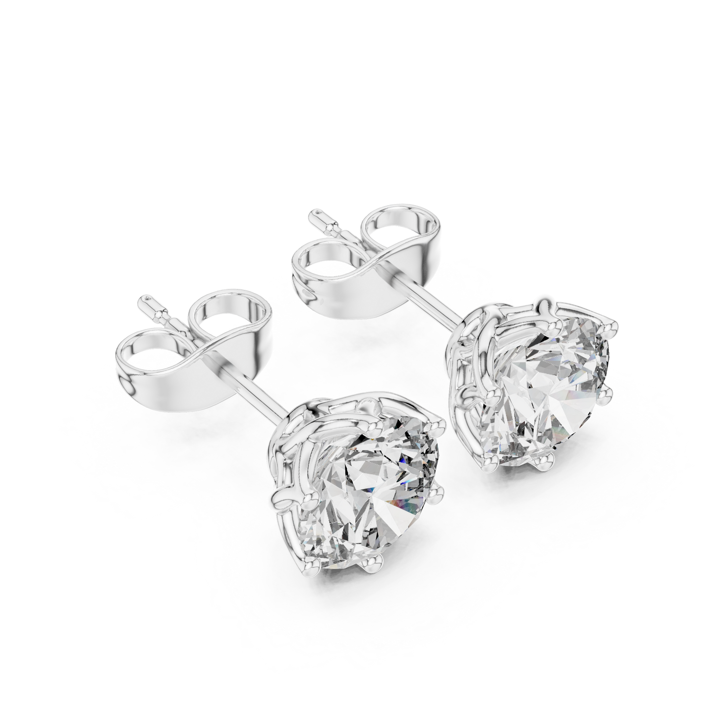 2 Carat Round Cut Diamond Screw Back Earrings